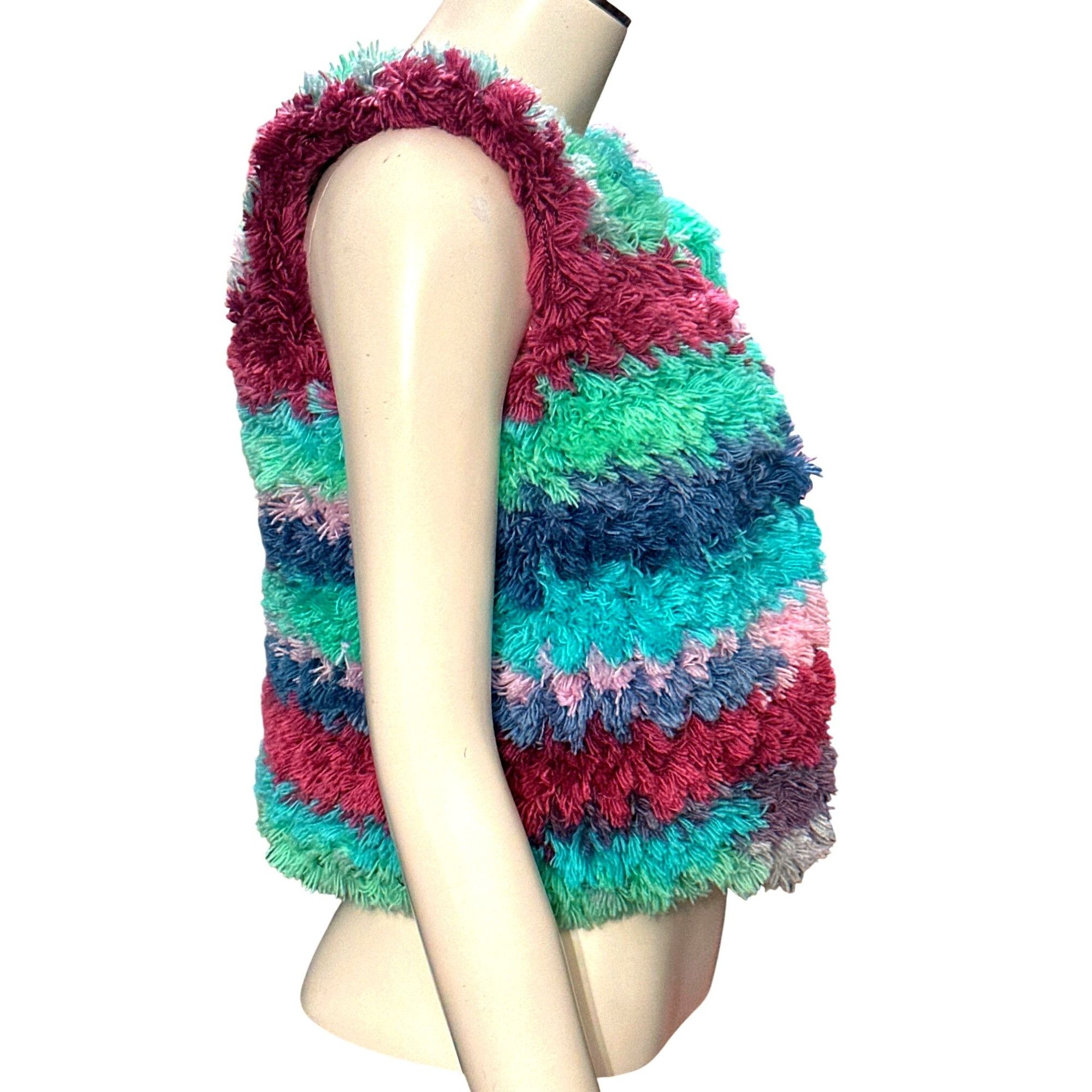 Other CCC Handmade Fluffy Striped Vest Soft Furry Texture Cozy Sle Size XS / US 0-2 / IT 36-38 - 4 Thumbnail