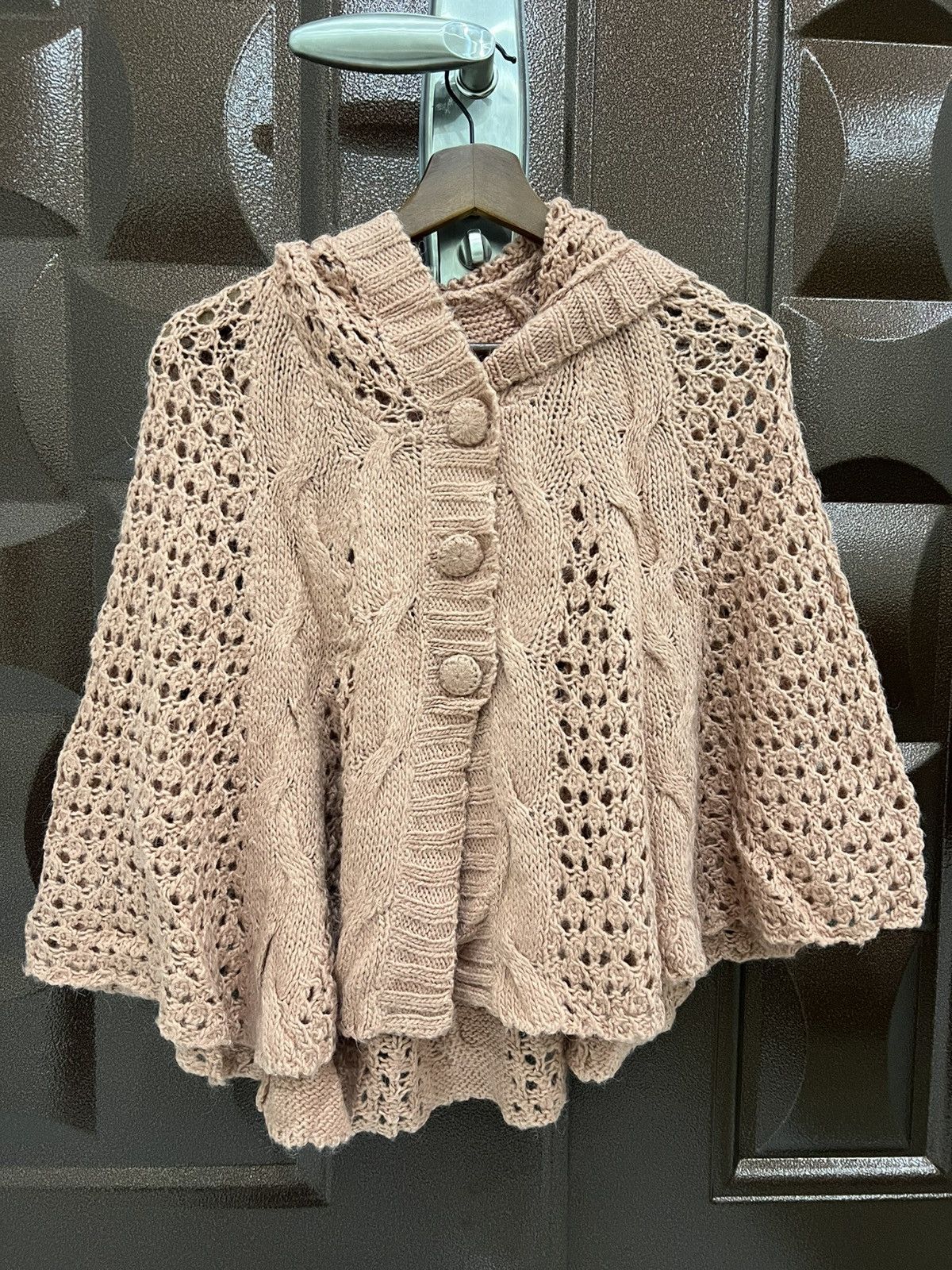 Japanese Brand Japanese Capes Batwing Aran Merino Poncho Handmade Crochet Size M / US 6-8 / IT 42-44 - 3 Thumbnail