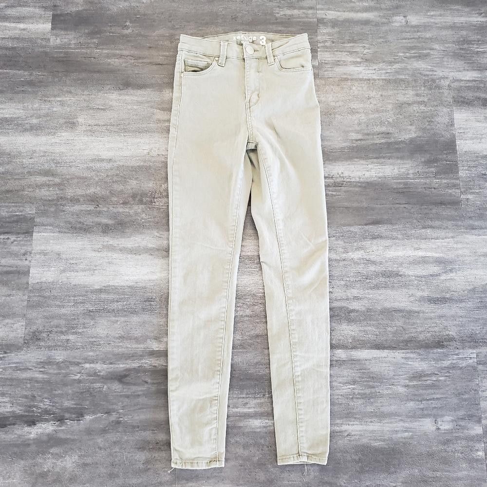 Designer Olive Denim High Waisted Refuge Super Skinny Jean Size 30" / US 8 / IT 44 - 1 Thumbnail