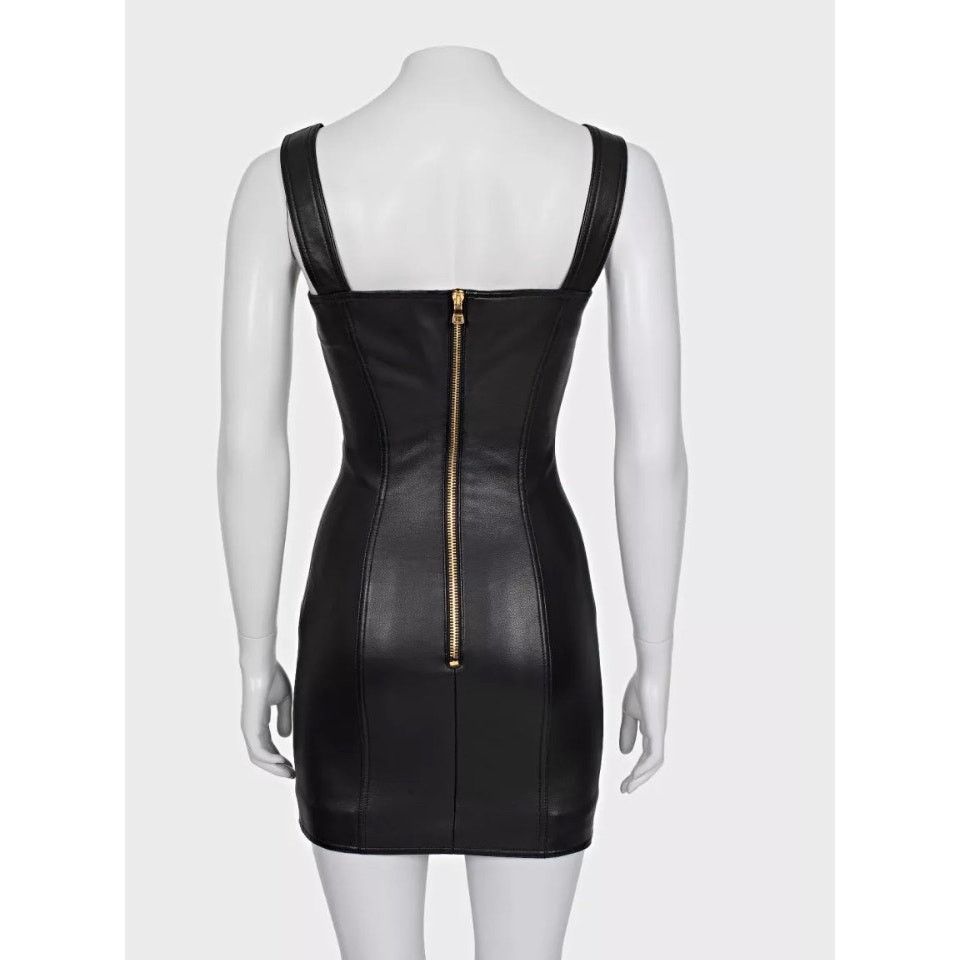 Balmain Balmain Black Lambskin Leather Mini Dress Sz.34/ XS Size XS / US 0-2 / IT 36-38 - 3 Thumbnail