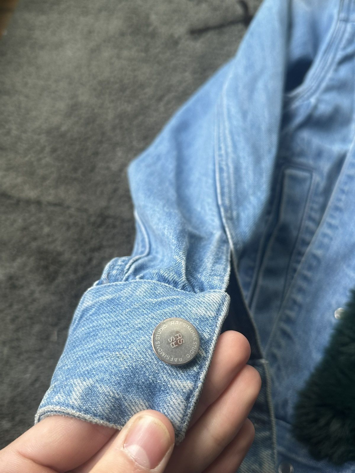 Raf Simons Raf Simons Big Fit Denim Green Faux Fur Lined Jacket Sunfade Size US S / EU 44-46 / 1 - 6 Thumbnail