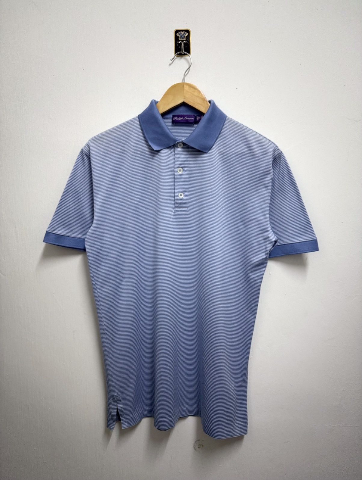 Ralph Lauren Purple Label Ralph Lauren Purple Label Stripe Soft Blue Polo Shirt Size US M / EU 48-50 / 2 - 1 Thumbnail