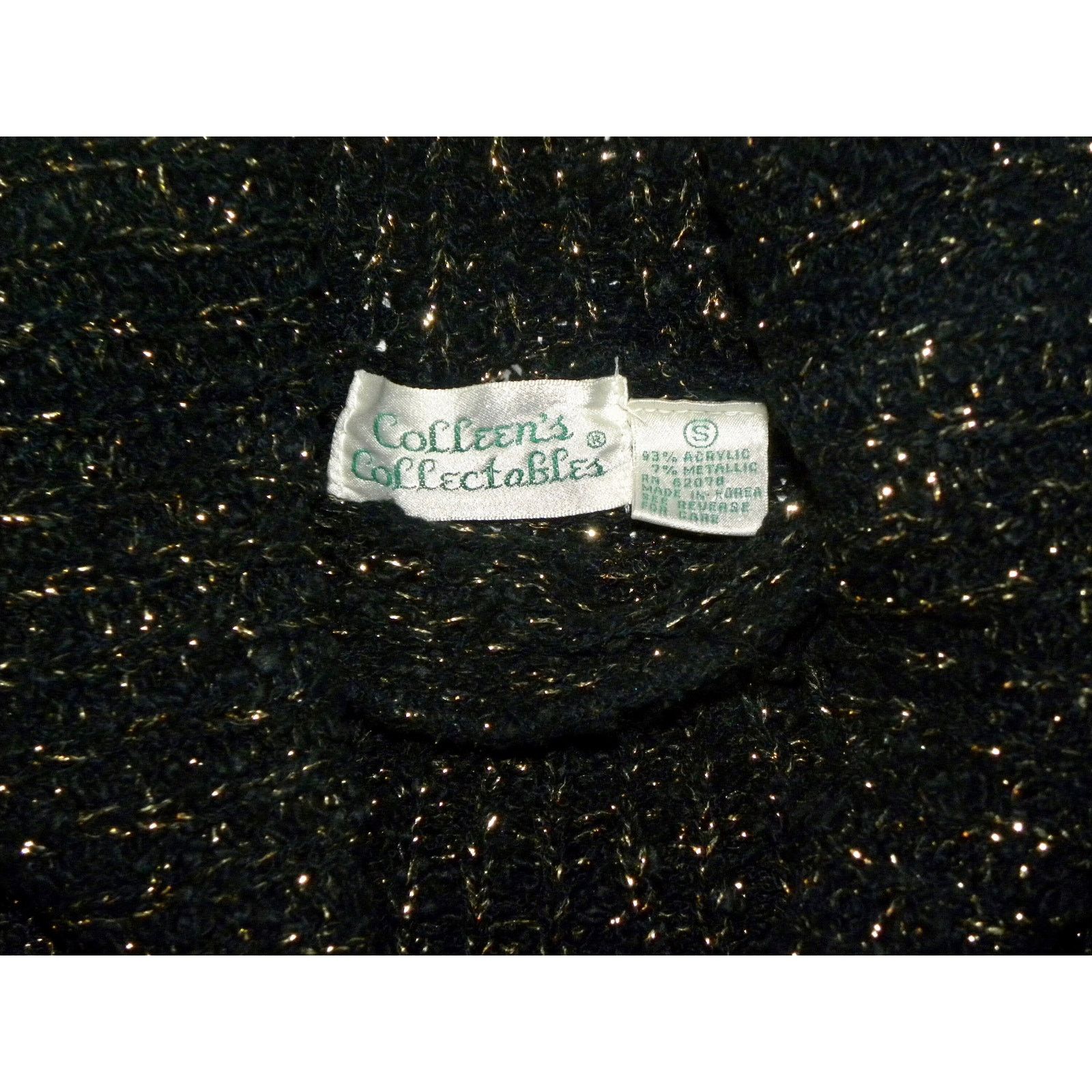Vintage 80s Black & Gold Lurex Metallic COWL Neck Sweater Size XS / US 0-2 / IT 36-38 - 6 Thumbnail