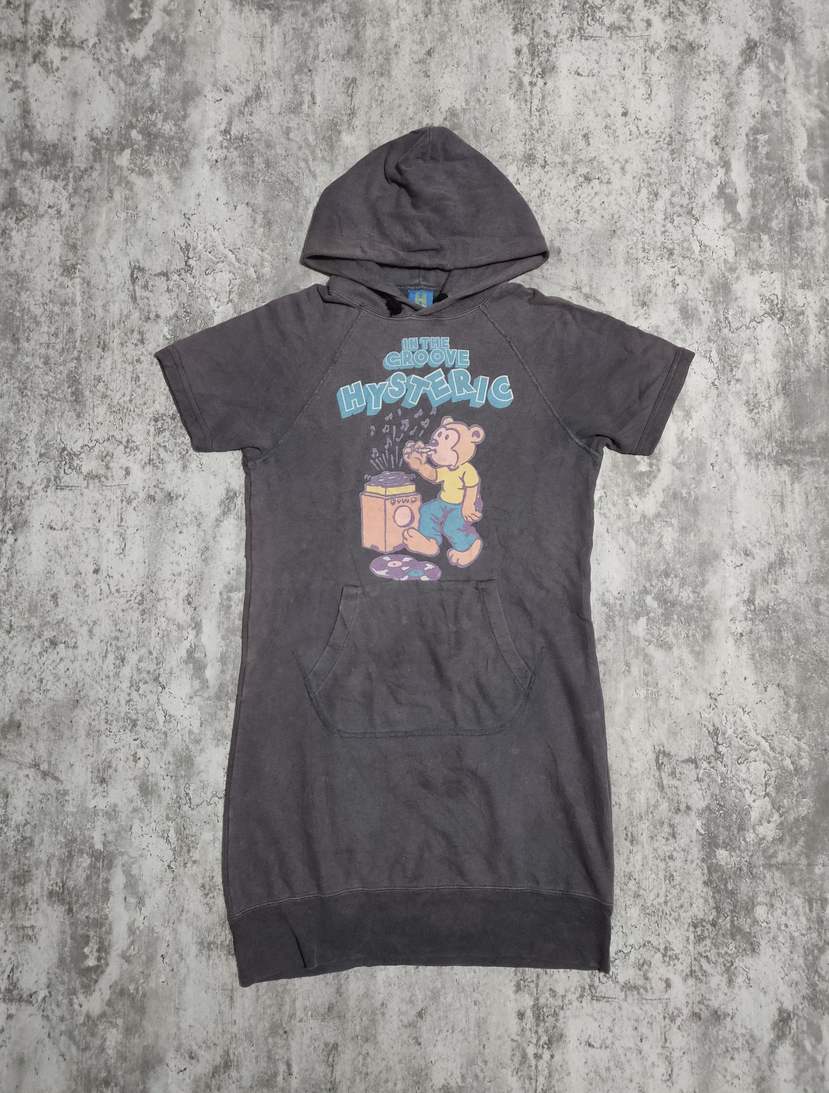 image of Vintage Faded Hysteric Glamour In The Groove Dress Hoodie in Grey, Women's (Size Medium)