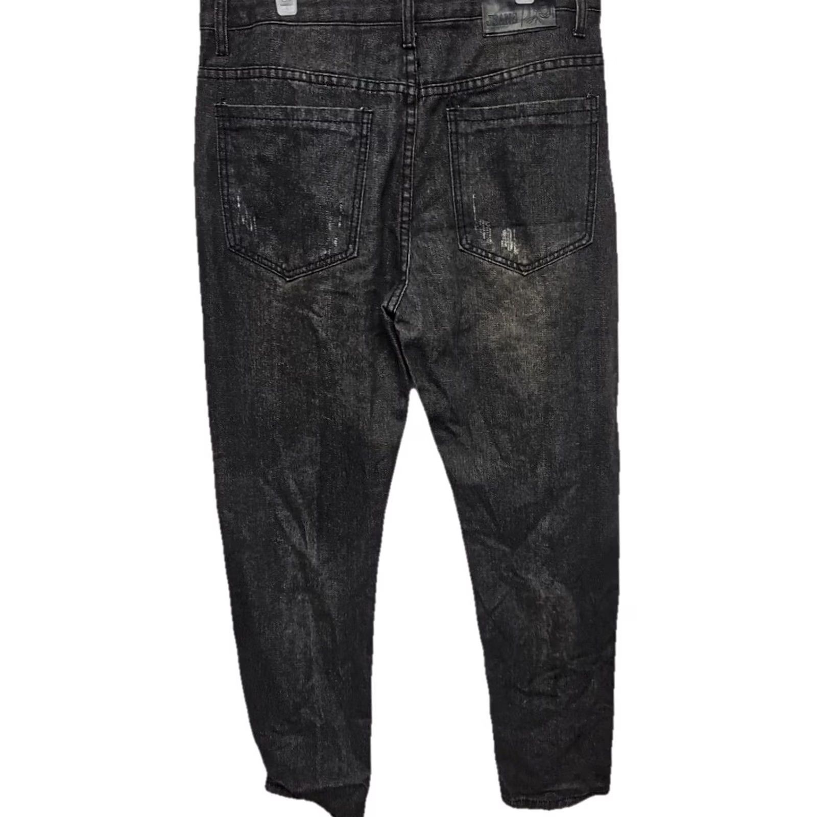 Denime VINTAGE Y2K Black Distressed Denim Jeans Size XXL Straight Leg Grunge Streetwear Women Size 24" / US 00 / IT 34 - 4 Thumbnail
