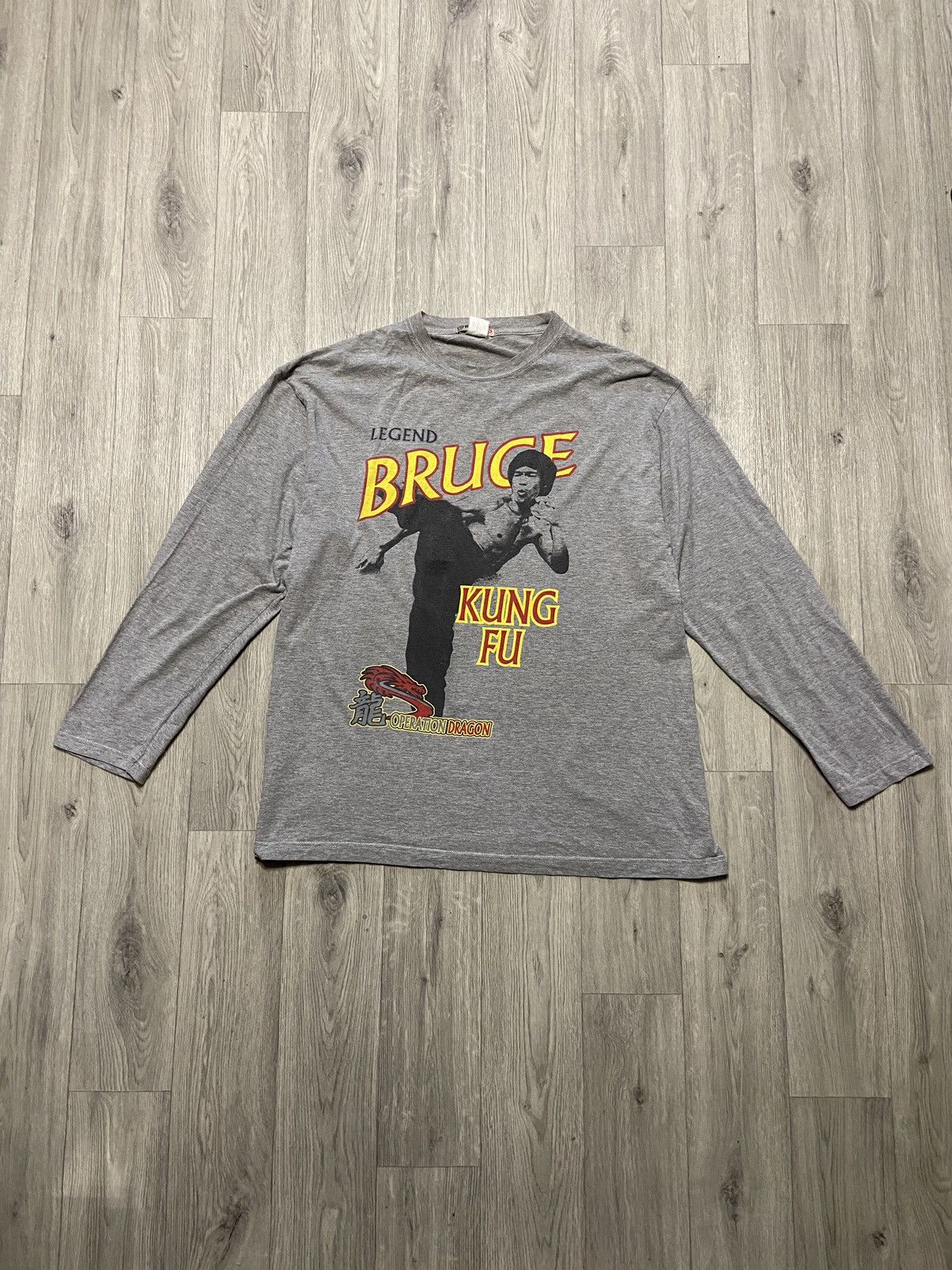 T-shirt Vintage Bruce Lee Manches Longues - Taille M - Coton - Années 90 - Occasion Très Bon état