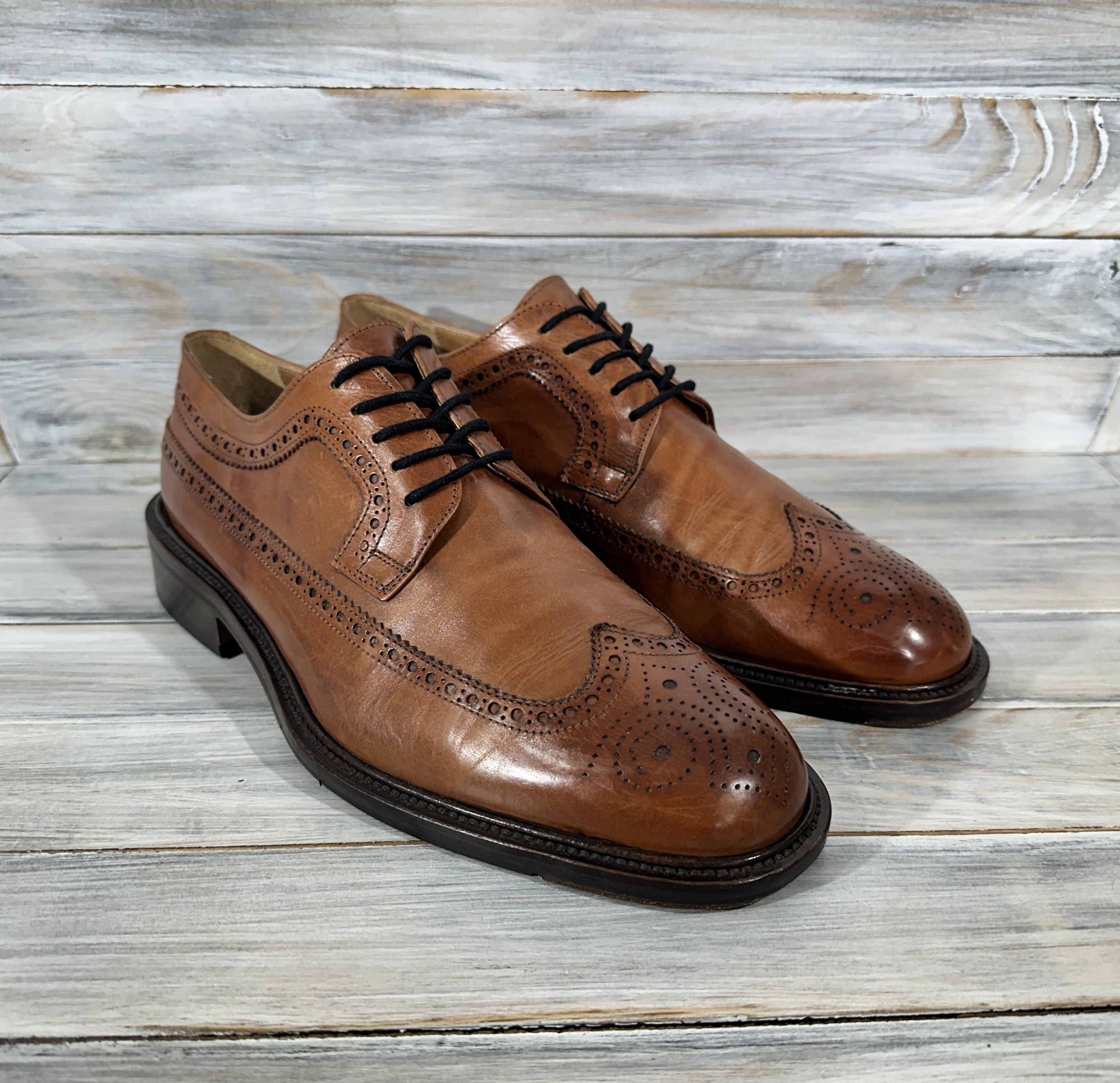 Leather Mario Bruni Brogue Men's Leather Shoes Made In Italy Luxury Size US 8 / EU 41 - 15 Thumbnail