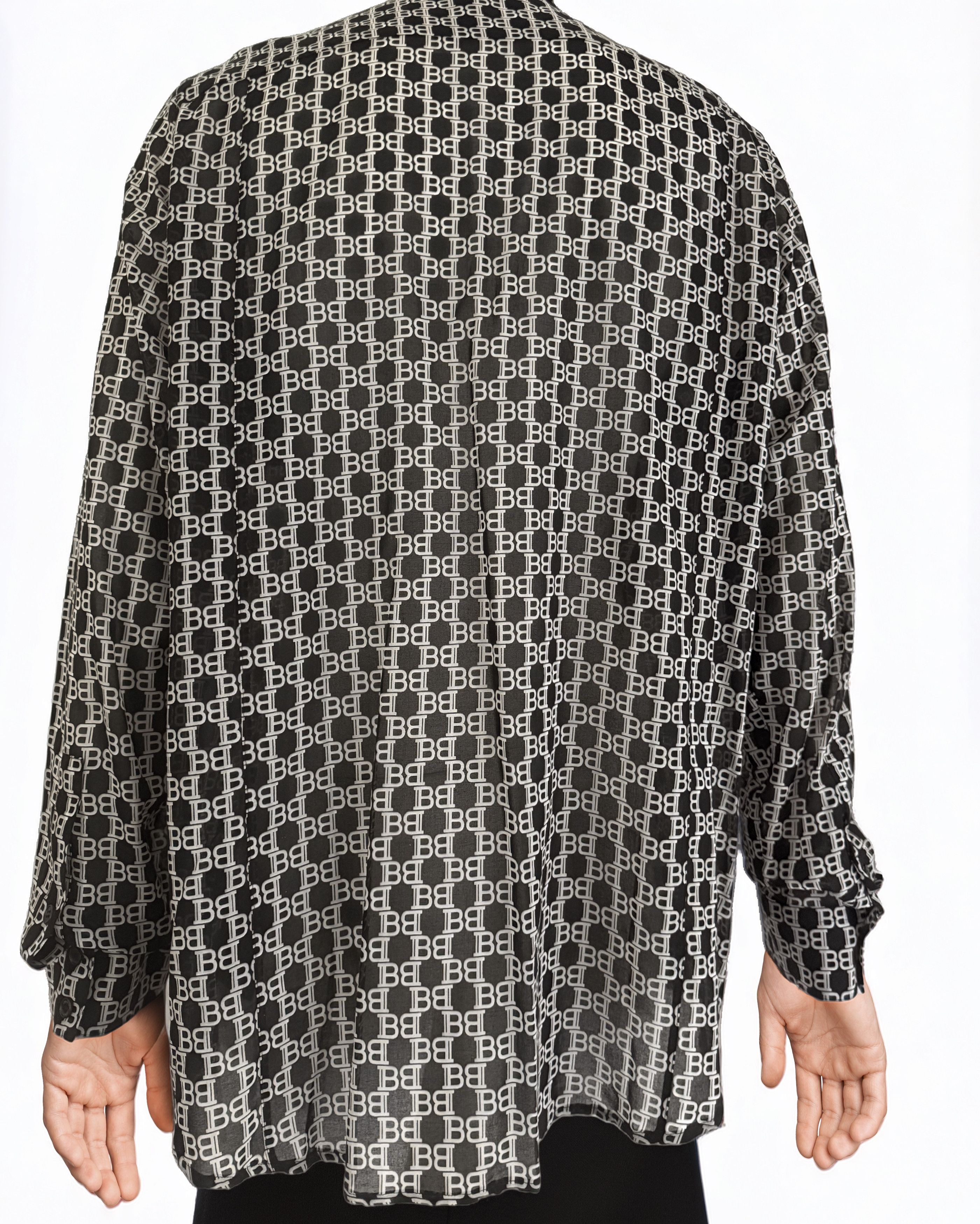 Balmain Monogram-Print Long-Sleeved Shirt Size US L / EU 52-54 / 3 - 3 Thumbnail