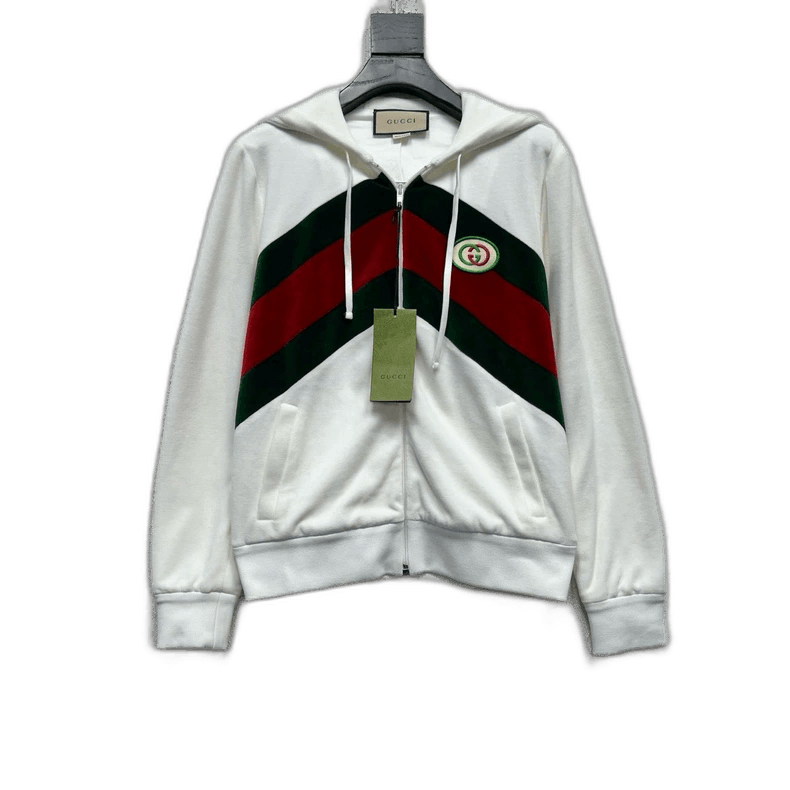 Gucci Gucci Velvet Double G Stripe Zip Jacket-2508 Size US XXS / EU 40 - 1 Thumbnail