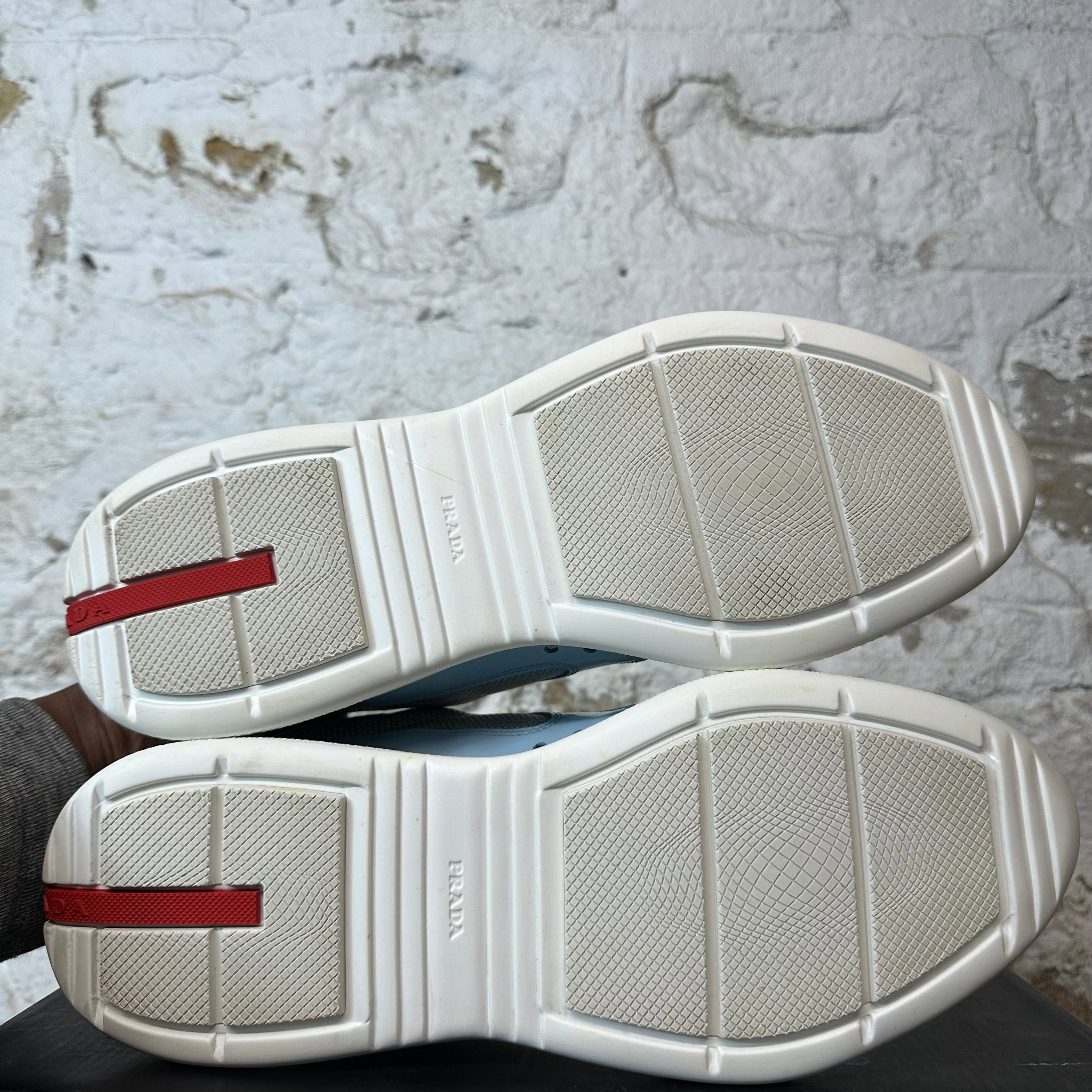 Prada Prada Americas Cup Baby Blue Patent Grey White Sneaker Sz 14 Size US 14 / EU 47 - 6 Thumbnail