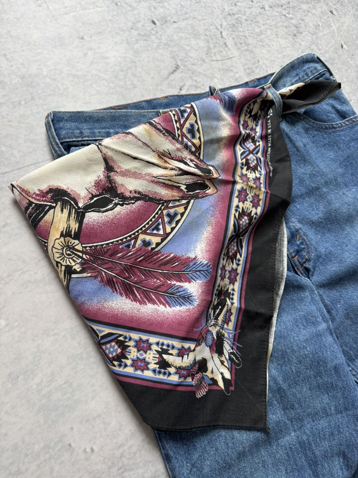 Vintage 🇺🇸Vintage 90s - 00s Bandana scarf retro USA FLAG handkerchief Size ONE SIZE - 2 Thumbnail