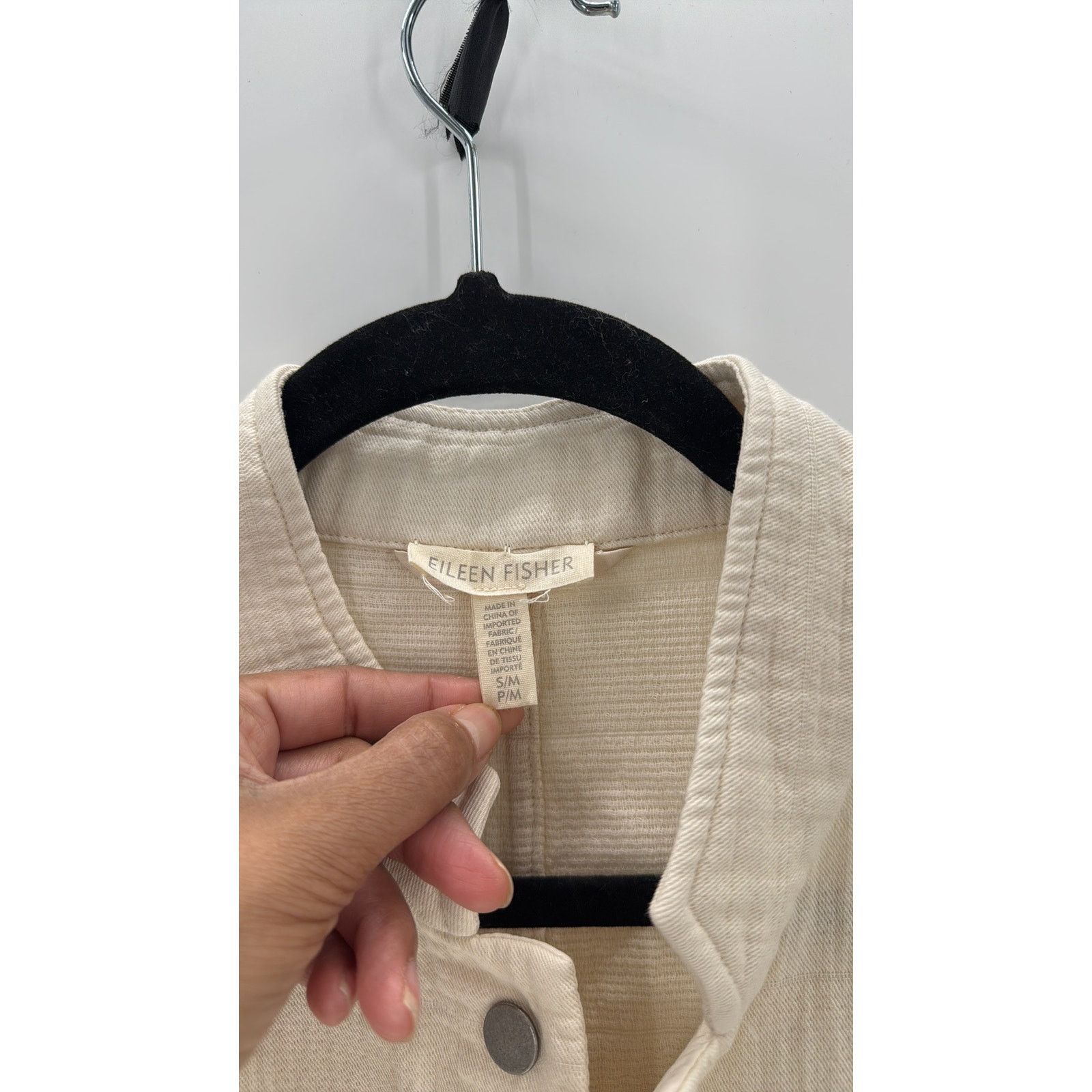 Eileen Fisher Eileen Fisher Ivory Cotton mandarin collar oversized Jacket Size S / US 4 / IT 40 - 3 Thumbnail