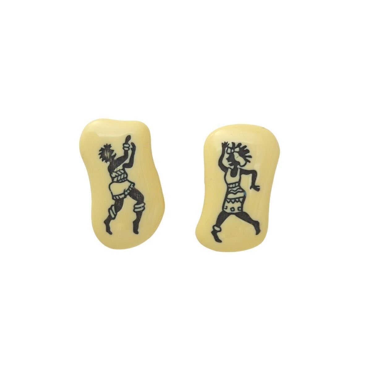 The Unbranded Brand Rare Antique African Tribal Earrings Beige Bakelite Clip On Size ONE SIZE - 2 Thumbnail