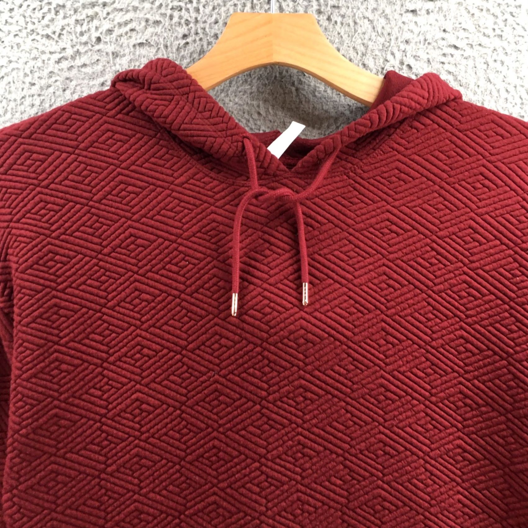 Vintage Ideology Hoodie Womens M Burgundy Pullover Polyester Textured Casual Sweatshirt Size M / US 6-8 / IT 42-44 - 2 Thumbnail