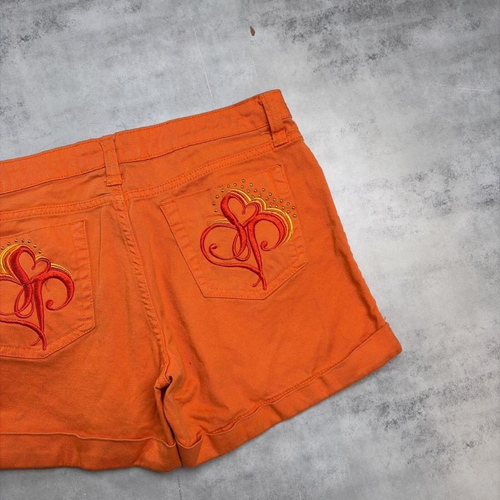 Southpole Y2K Orange Southpole Grunge Skater Mini Shorts Size 34" / US 12 / IT 48 - 3 Thumbnail