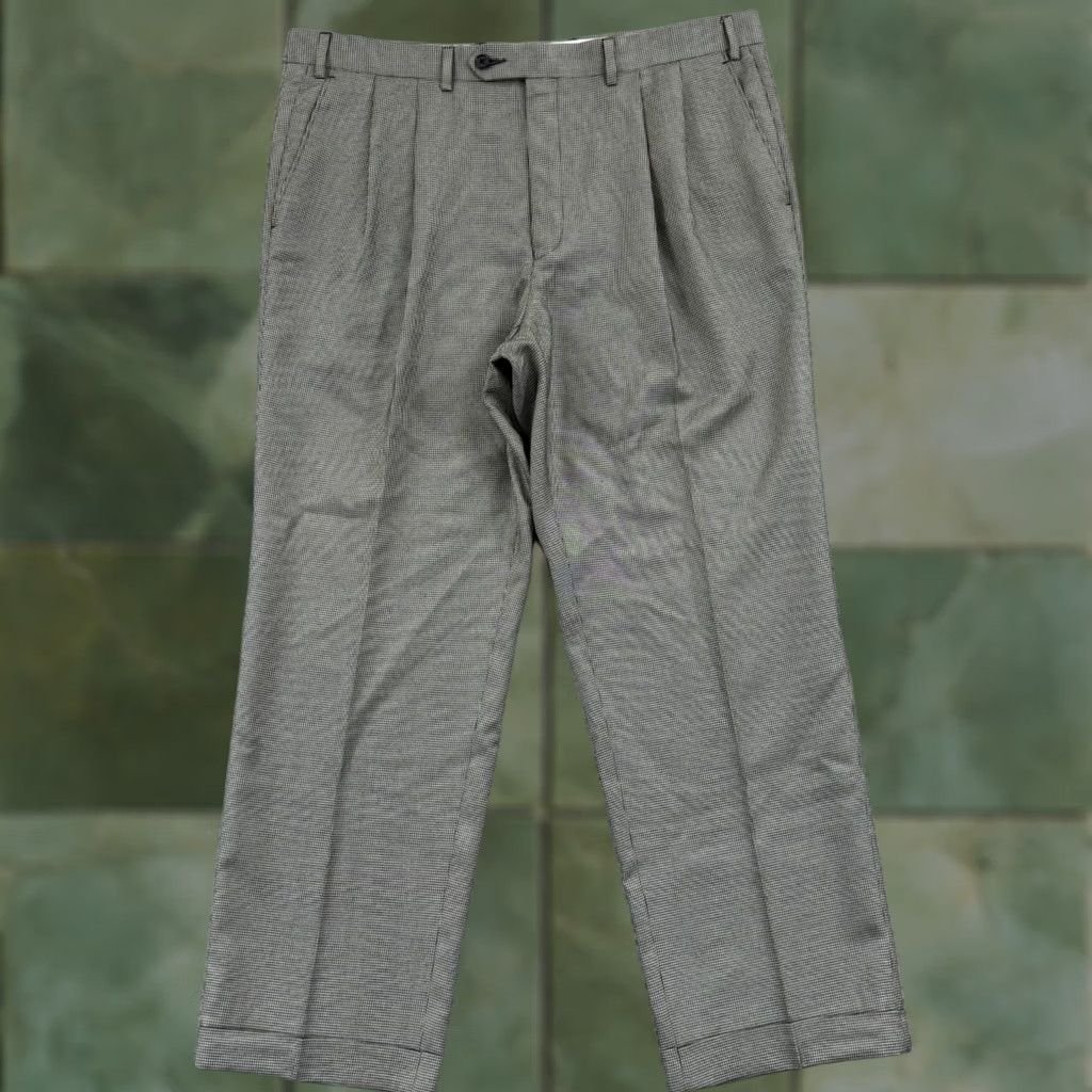 Ralph Lauren VINTAGE Lauren Ralph Lauren Pants Mens 38x30 Pleated Houndstooth Career Preppy Zip Gray Check Dress Pants Mens Size US 38 / EU 54 - 1 Thumbnail