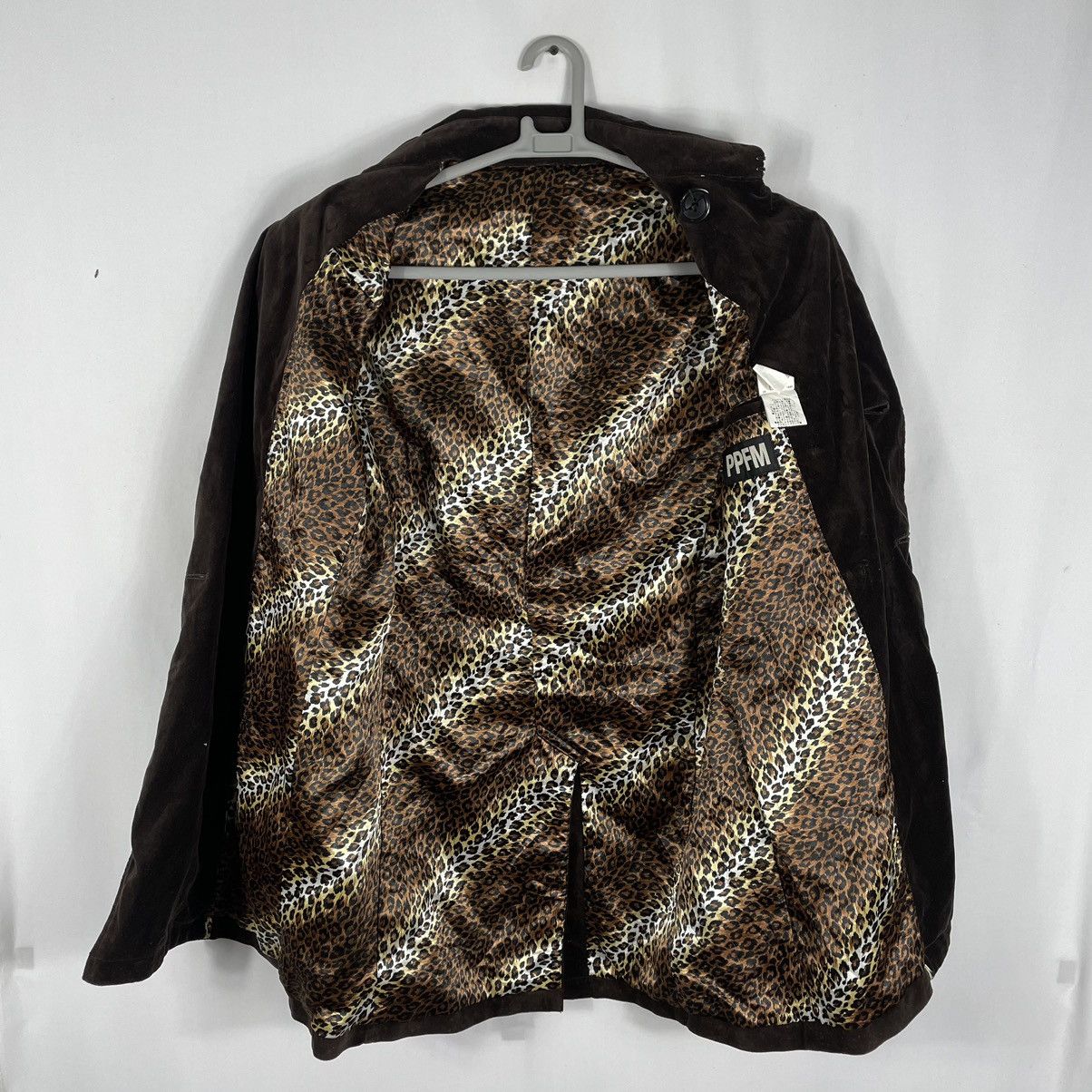 🔥Sick🔥🇯🇵PPFM Leopard Sedi Punk Styles Velvet Long Coat Jacket