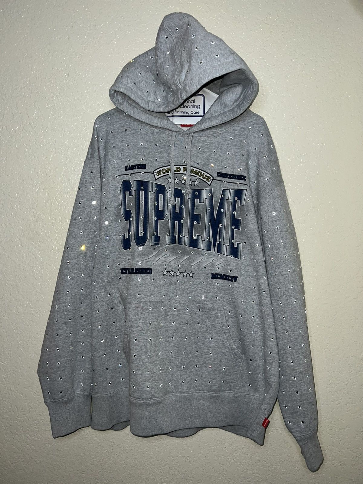 Supreme FW21 Supreme Rhinestone Hooded Sweatshirt Size Large | Grailed