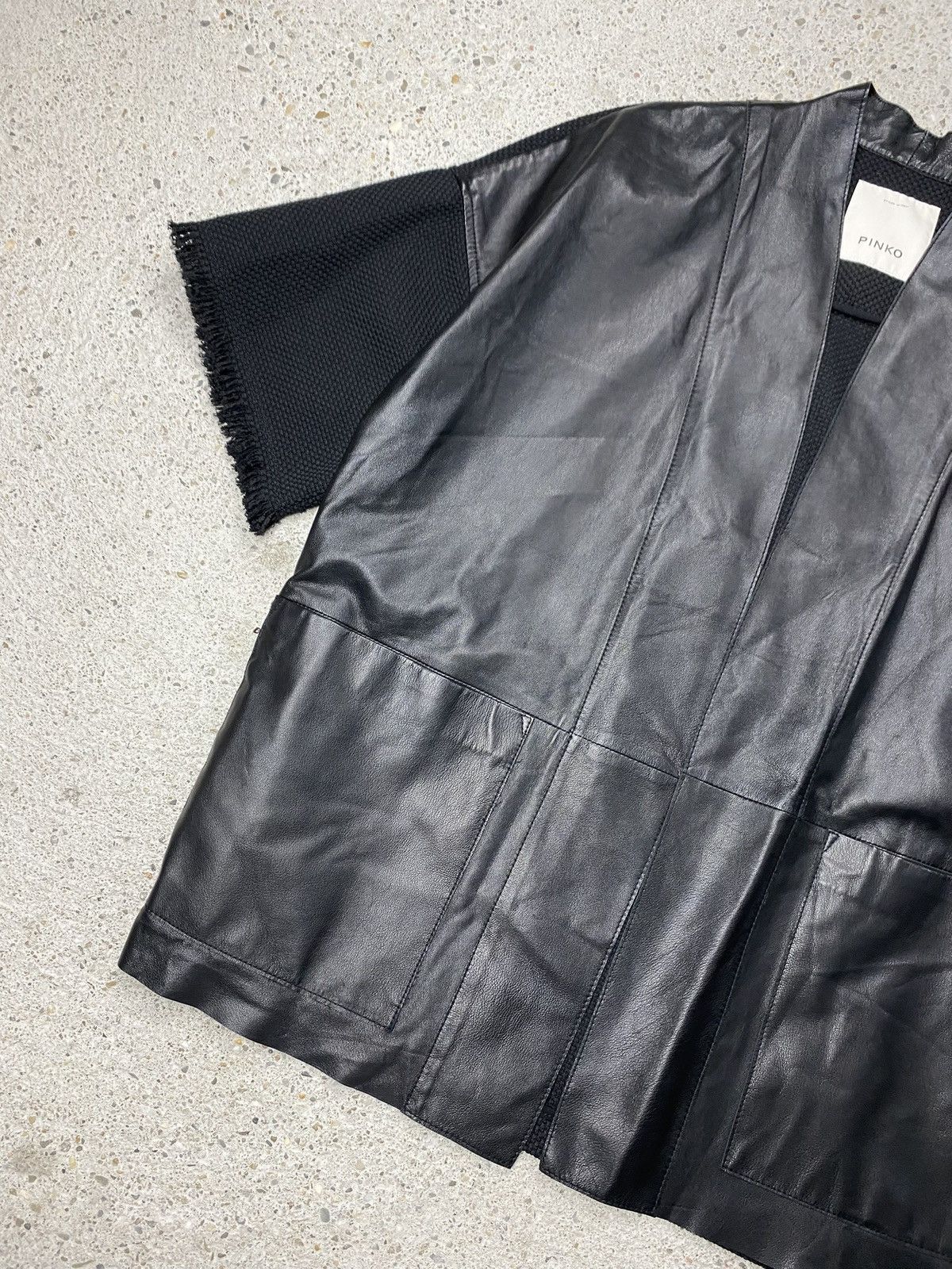 Pinko Pinko kimono lamb leather jacket vest luxury black Size S / US 4 / IT 40 - 6 Thumbnail