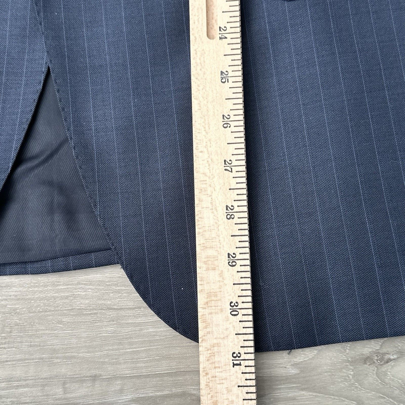 Daniel Cremieux Daniel Cremieux Loro Piana Super 130 Navy Pinstripe 42S Suit Size 42S - 16 Thumbnail
