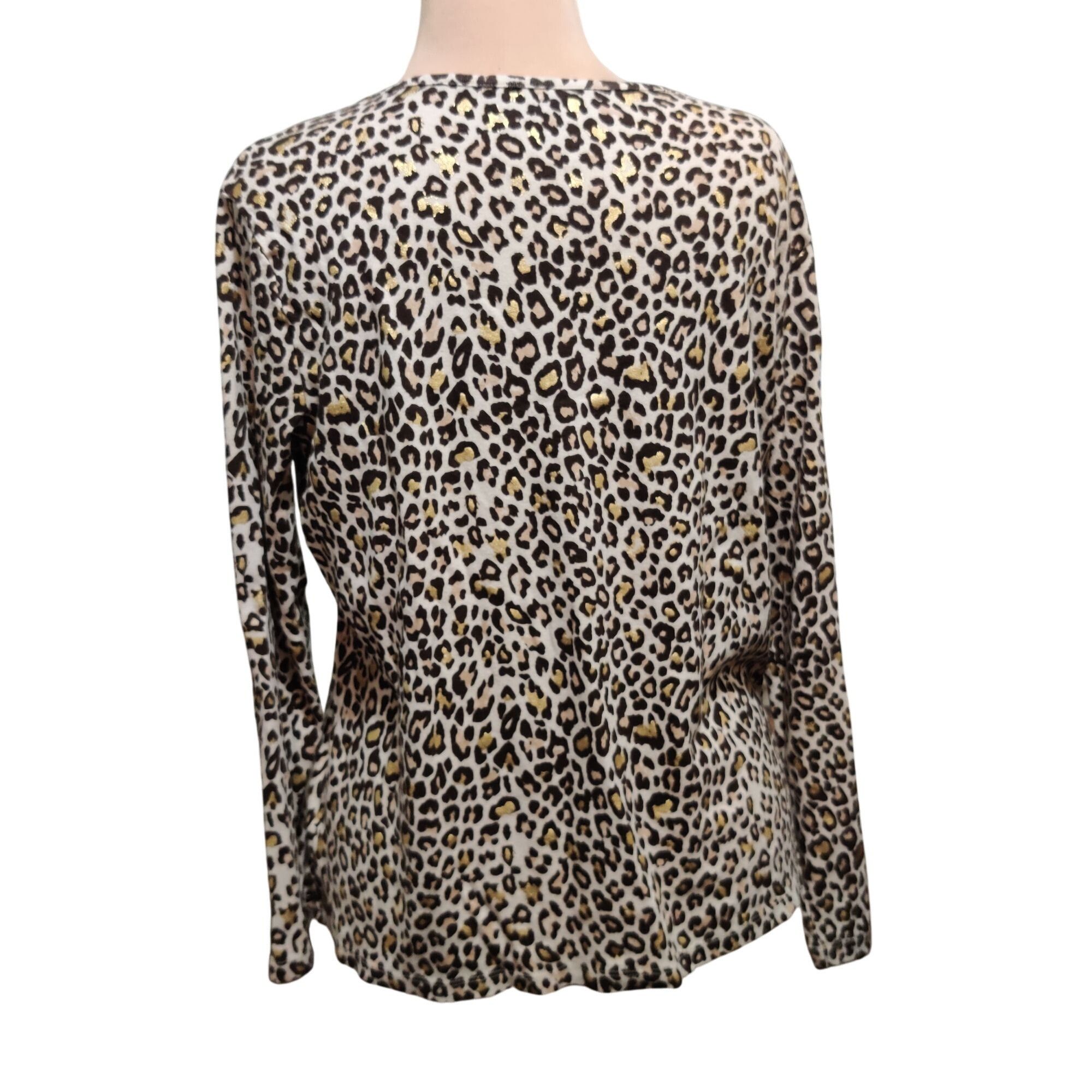 Other White Stag XXL Leopard Print Gold Foil Long Sleeve Scoop Nec Size XXL / US 16-18 / IT 52-54 - 4 Thumbnail