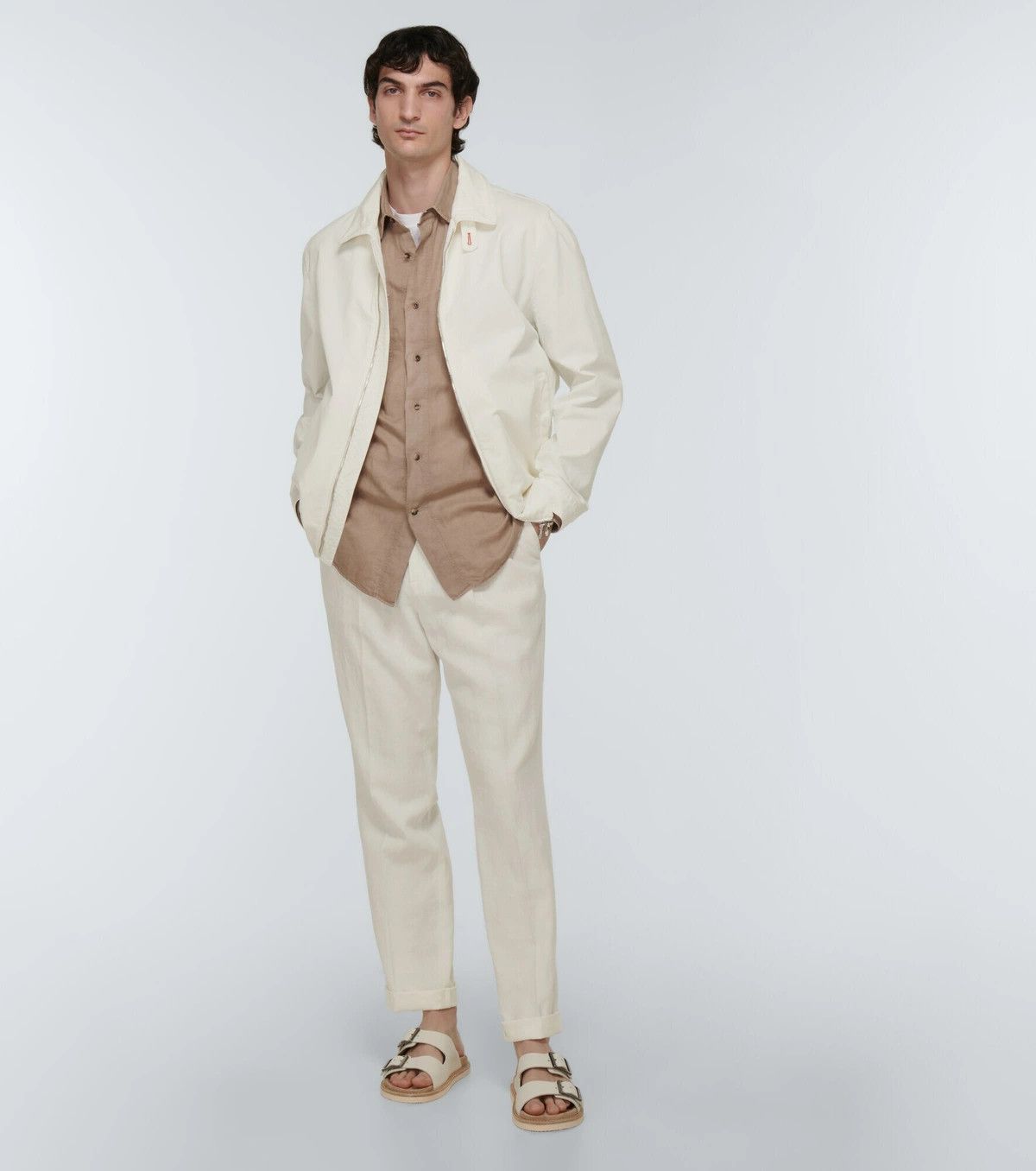 Brunello Cucinelli o1gr1nt0525 Cotton Windbreaker Jacket in Ivory Size US M / EU 48-50 / 2 - 2 Thumbnail