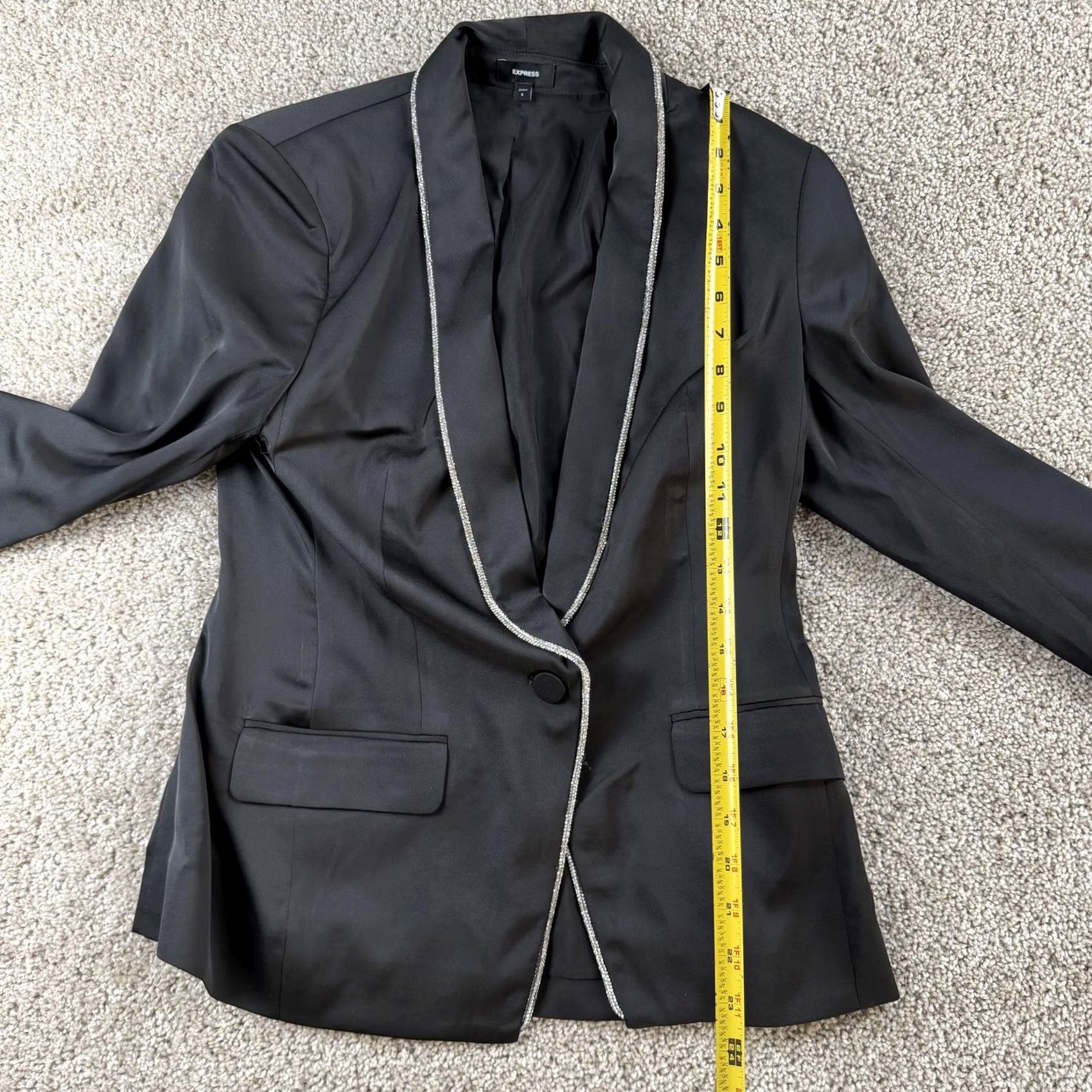 Express Express Satin Tuxedo - Black Formal Womens Blazer Jacket - Sizes S - Size S / US 4 / IT 40 - 5 Thumbnail