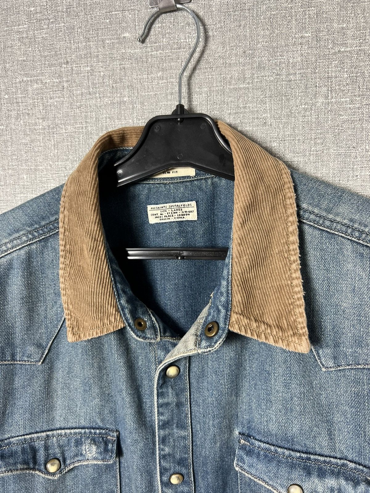 Allsaints AllSaints Redford Denim Long Sleeve Corduroy Collar Shirt Size US M / EU 48-50 / 2 - 6 Thumbnail