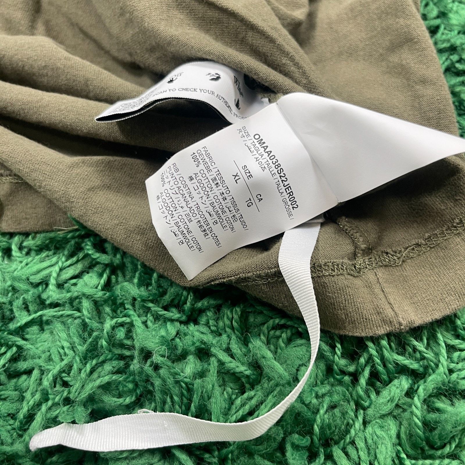 Off-White Off-White Diagonal Tab Logo Olive Green Tee XL Oversized Size US XL / EU 56 / 4 - 10 Thumbnail