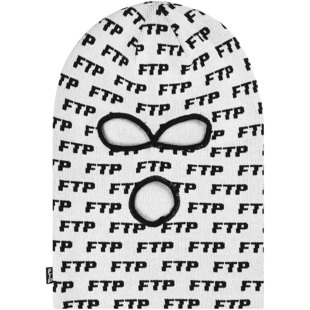 image of Fuck The Population Ftp Allover Logo Ski Mask(White), Men's