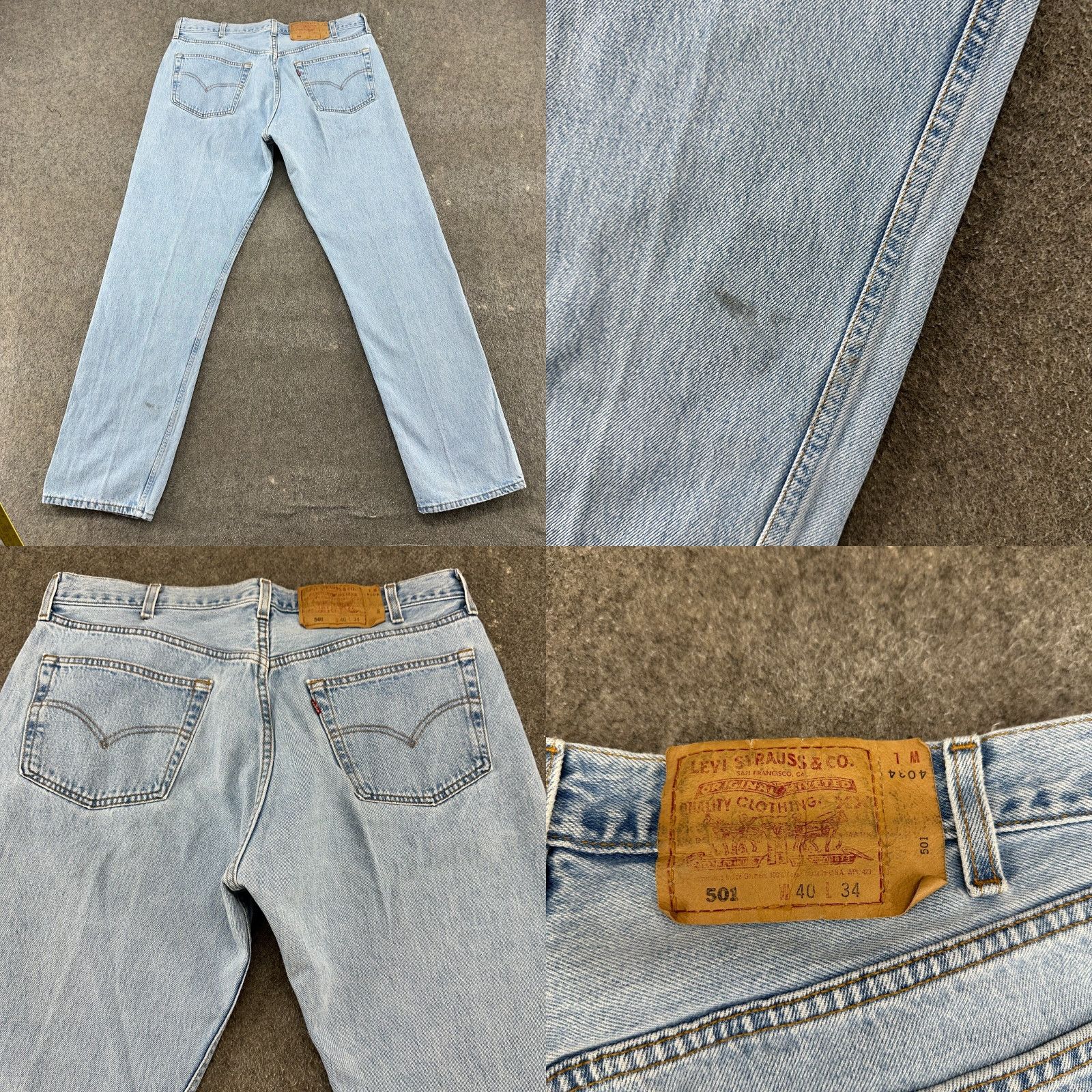 Levi's VINTAGE Levi's 501 Jeans Men 38x34 Light Wash Blue Straight Regular distress USA 90s Levi's 500 Series Mens Jeans 38x34 Size US 38 / EU 54 - 8 Thumbnail