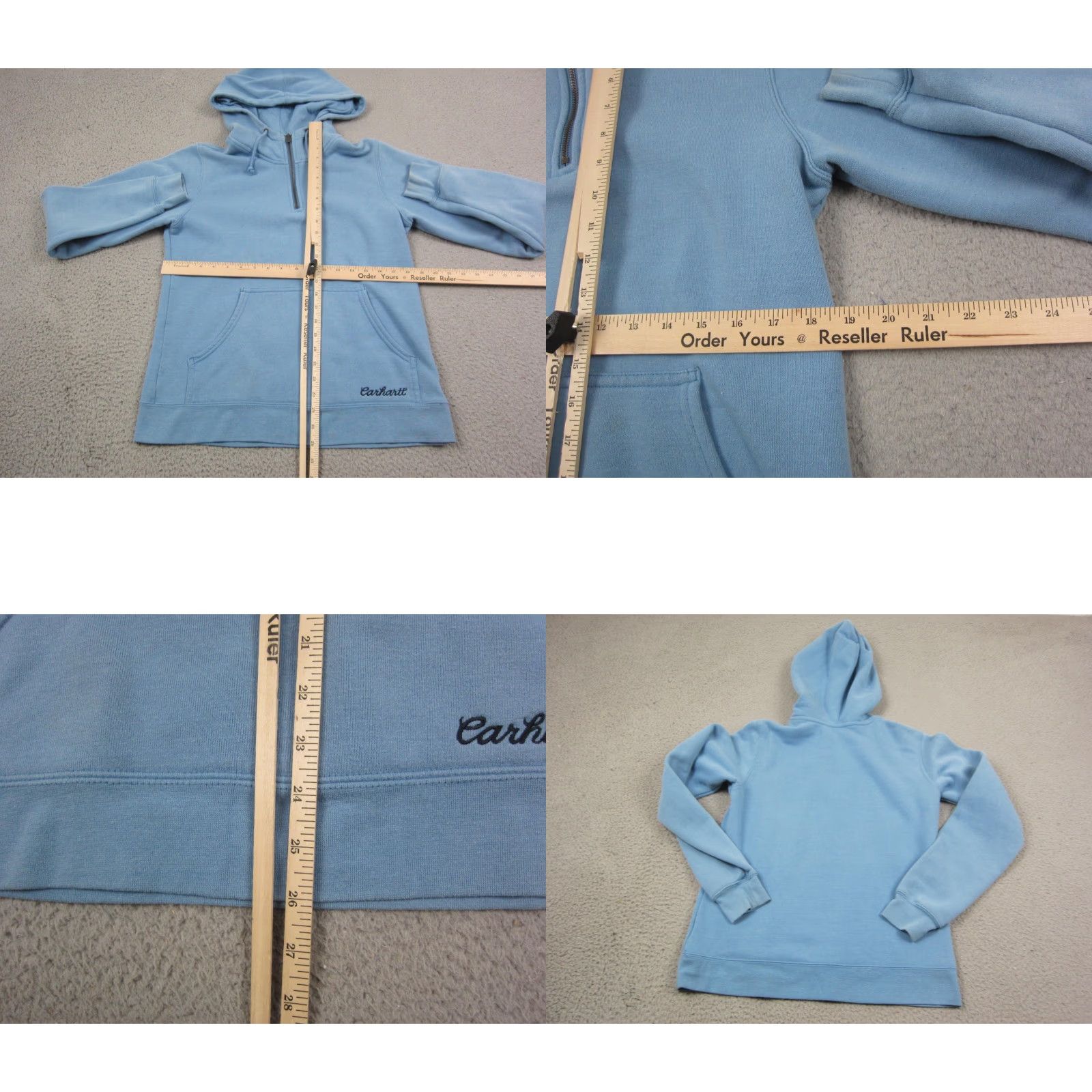 Carhartt VINTAGE Carhartt Hoodie Womens M Blue 1/4 Zip Sweatshirt Fleece Logo Pullover Cotton Regualr Size M / US 6-8 / IT 42-44 - 8 Thumbnail