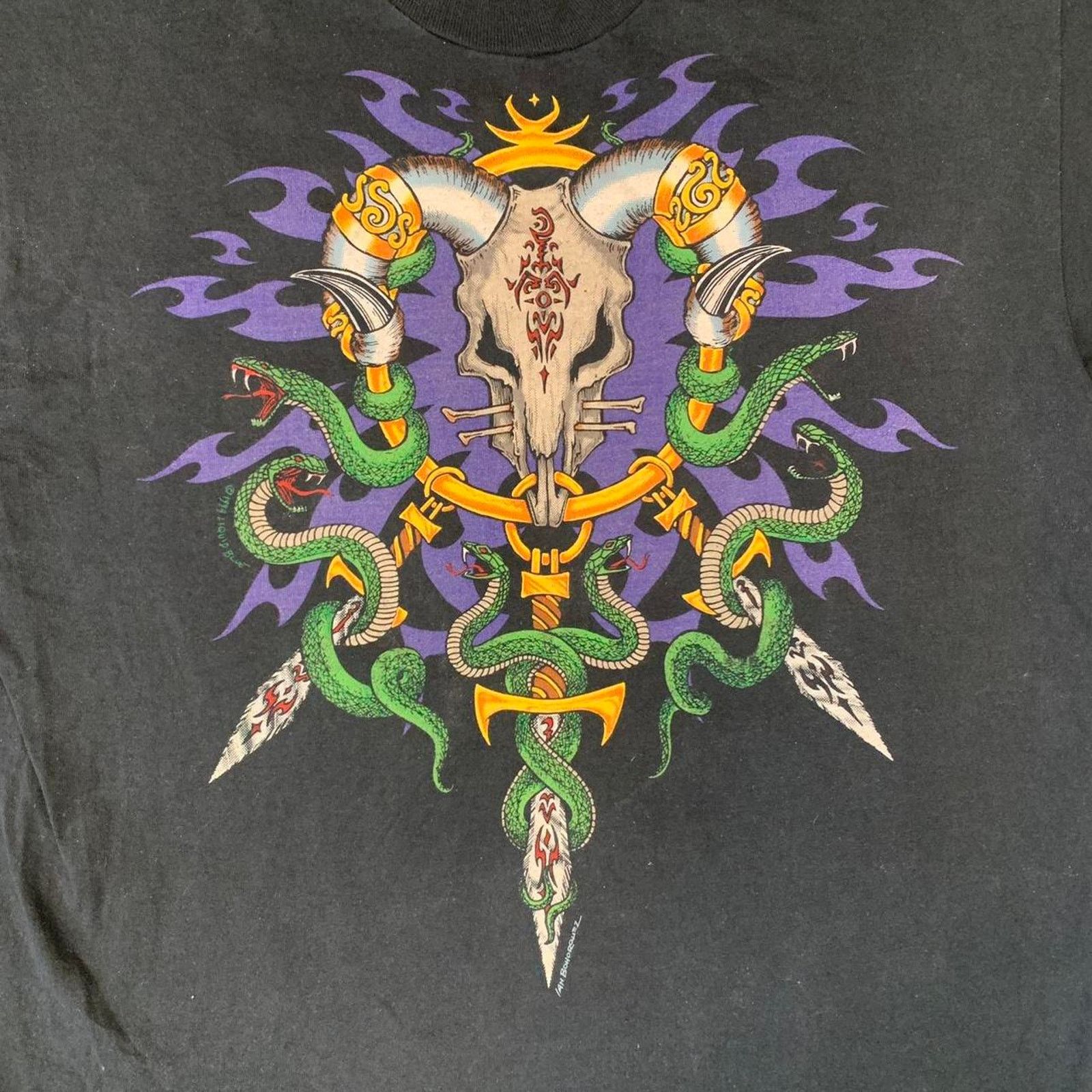 Liquid Blue Vintage 90s Liquid Blue Skull and snake flames T-Shirt Size US XL / EU 56 / 4 - 2 Thumbnail