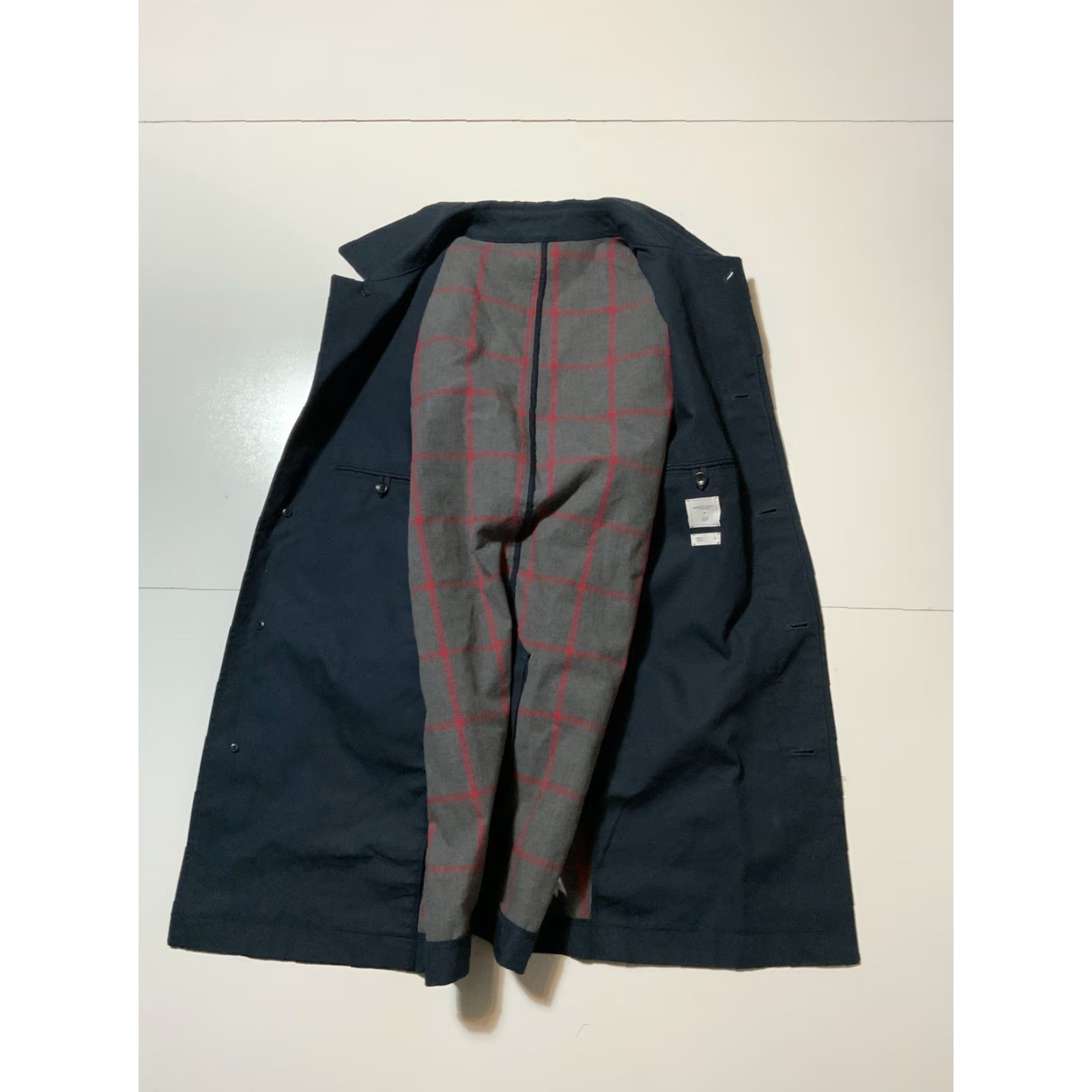 Gap VINTAGE Brooklyn Tailors X Gap X GQ Collection Navy Blue Bonded Mac Classic Coat Sz. S Mens Regular Blue Coat Bonds Mac Cotton 90s? Size US S / EU 44-46 / 1 - 4 Thumbnail
