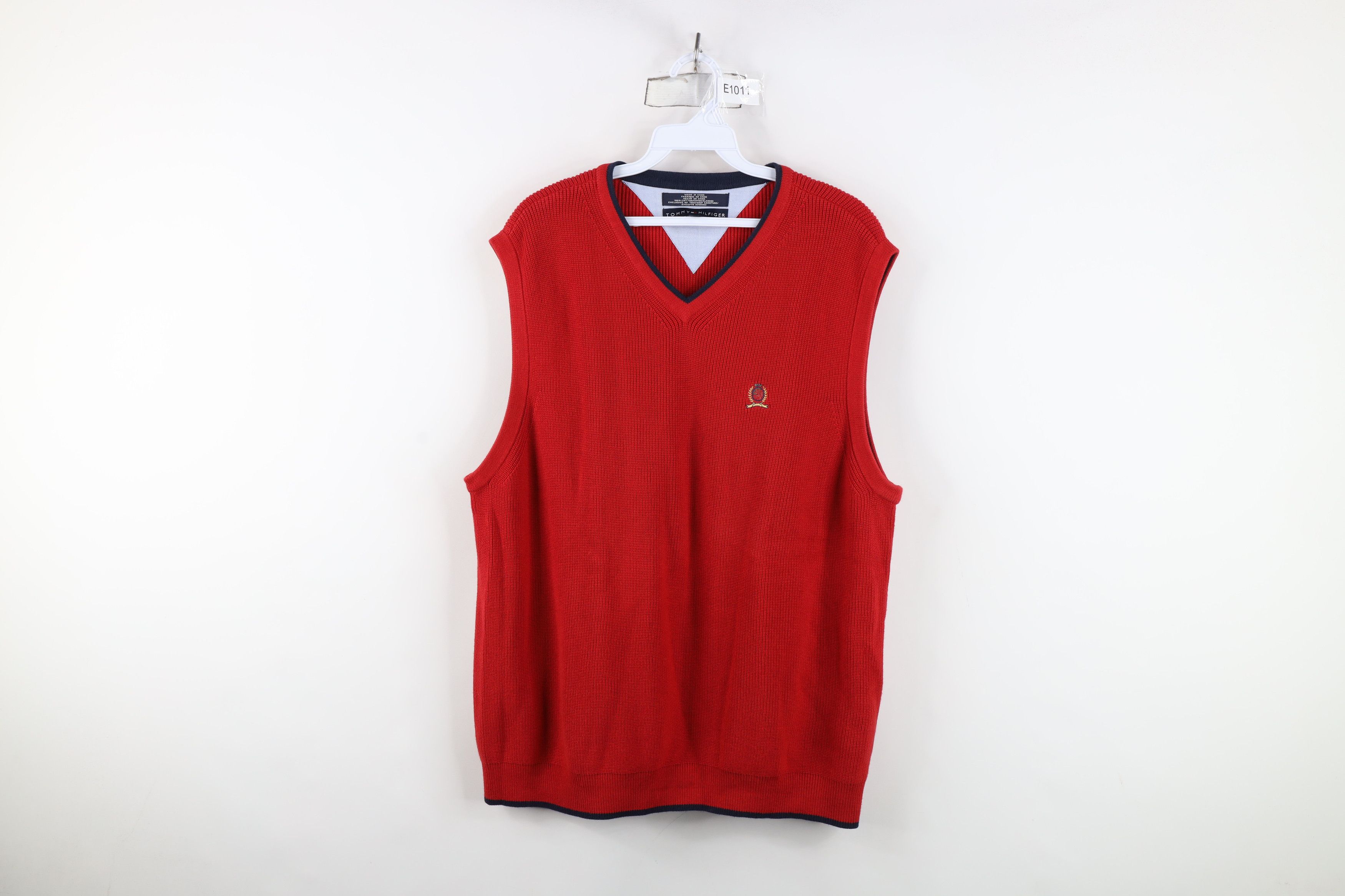 Tommy Hilfiger Vintage 90s Tommy Hilfiger Ribbed Knit V-Neck Sweater Vest Size US XL / EU 56 / 4 - 1 Thumbnail