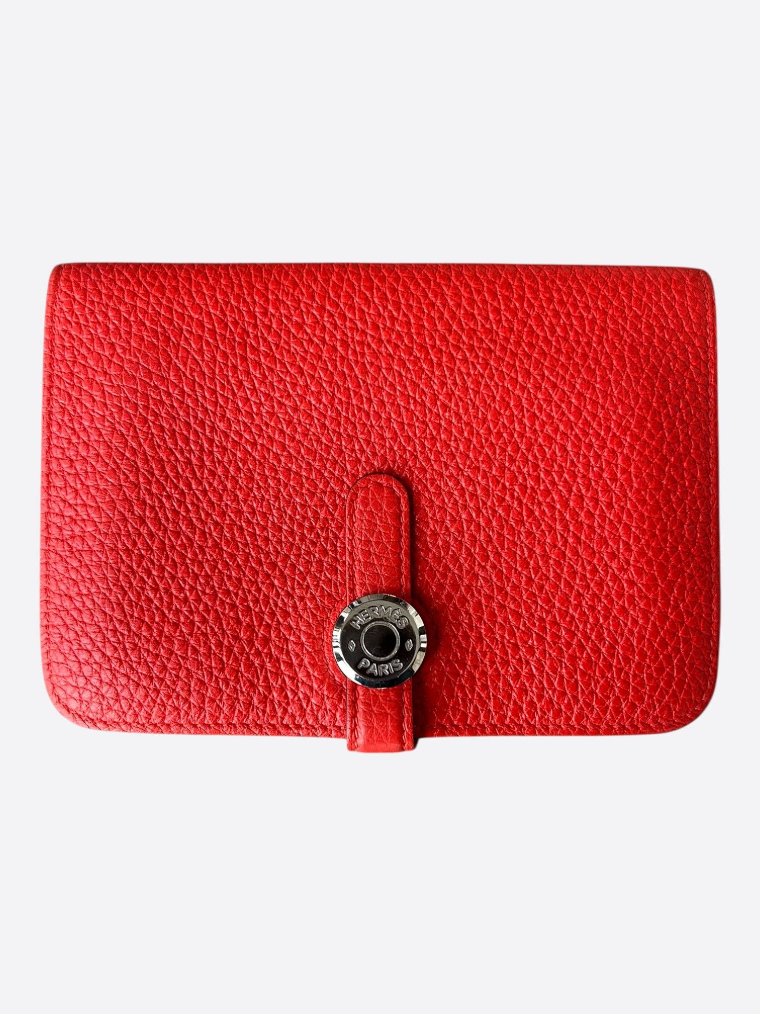 Hermes Hermes Red Togo & Palladium Hardware Compact Dogon Wallet Size ONE SIZE - 1 Thumbnail