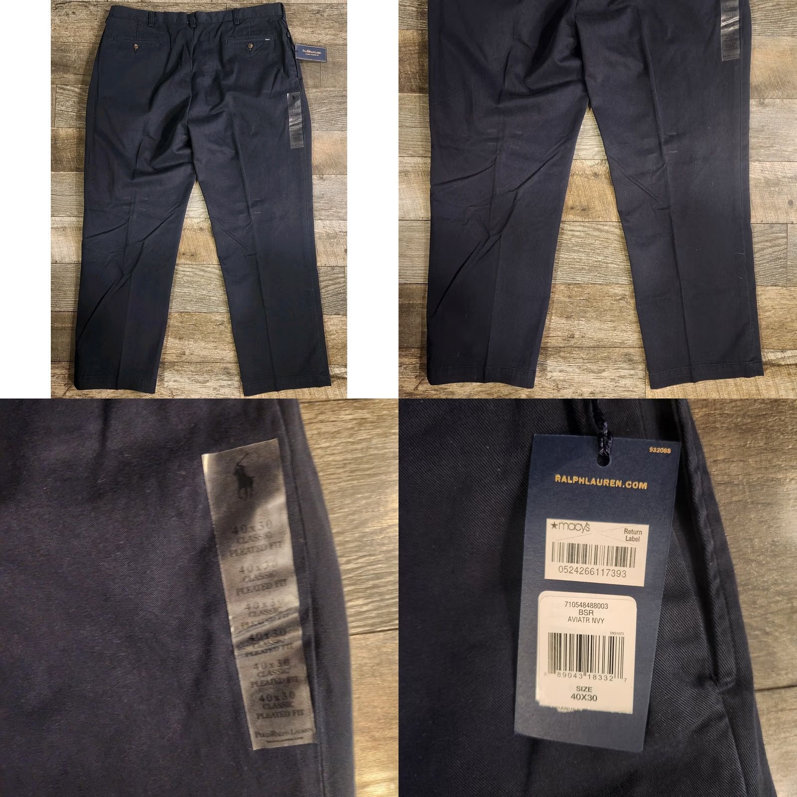 Polo Ralph Lauren Vintage Polo Ralph Lauren Pants 40x30 Navy Classic Pleated Chino New! Mens Size US L / EU 52-54 / 3 - 8 Thumbnail