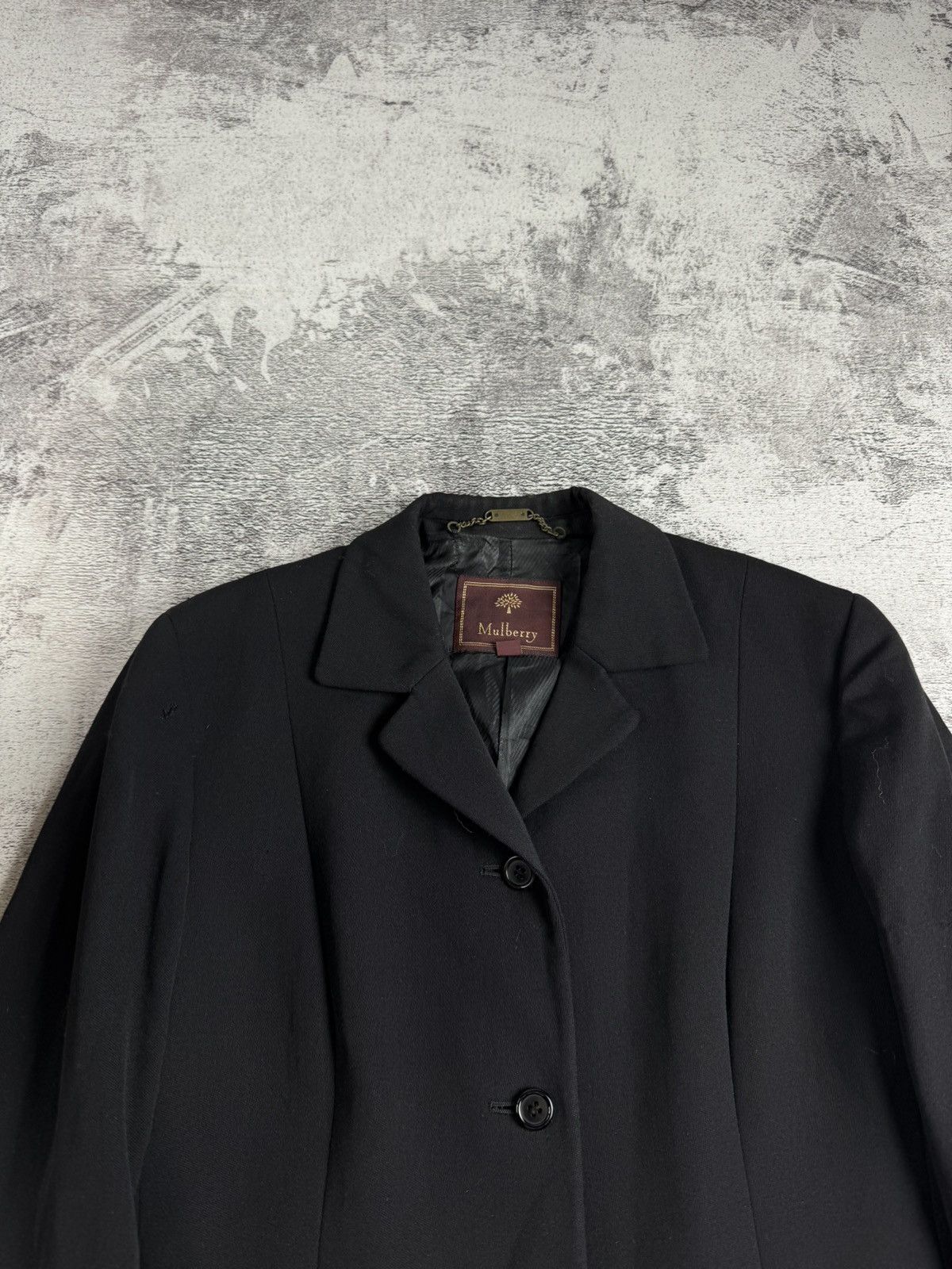 Mulberry MULBERRY 90s Vintage Black Wool Viscose 10 Size Trench Black Coat Jacket Blazer Size M / US 6-8 / IT 42-44 - 6 Thumbnail