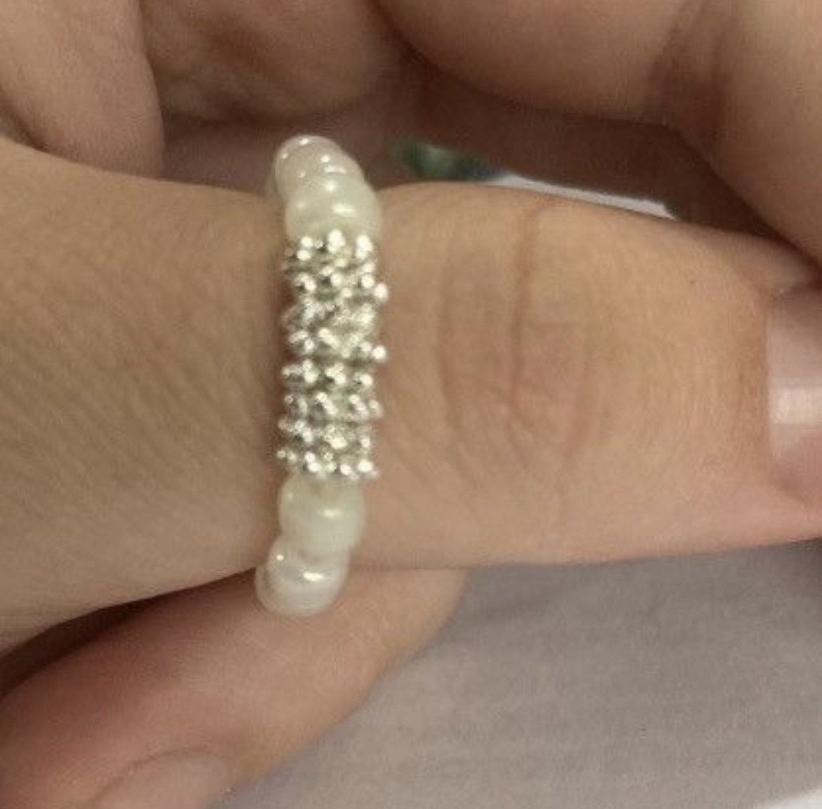 Other SALE White beaded fidget ring Size ONE SIZE - 2 Thumbnail
