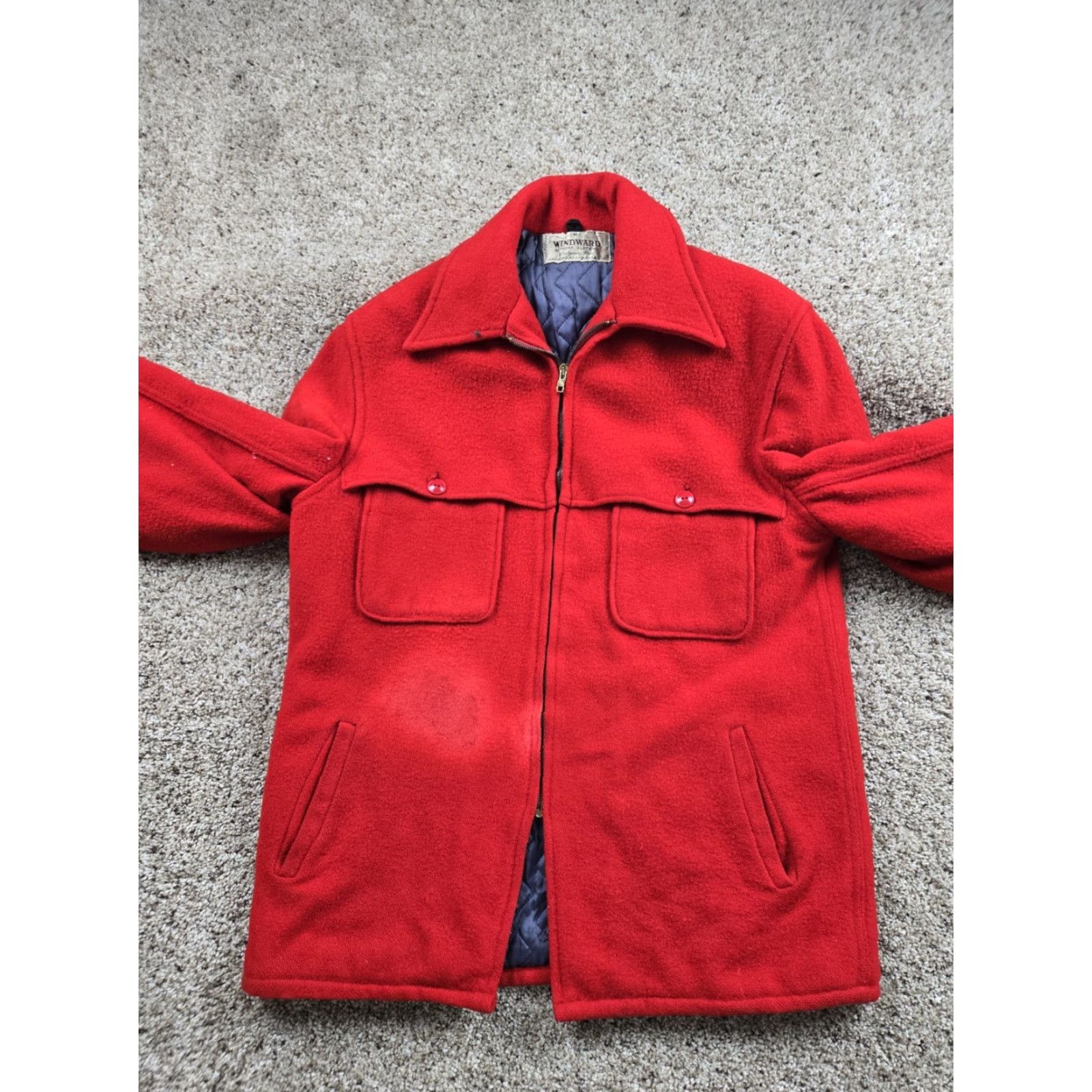 Vintage VINTAGE Windward Jacket Mens 40 Red Wool Full Zip Bomber Jacket Decade 60s Size US XXS / EU 40 - 7 Thumbnail