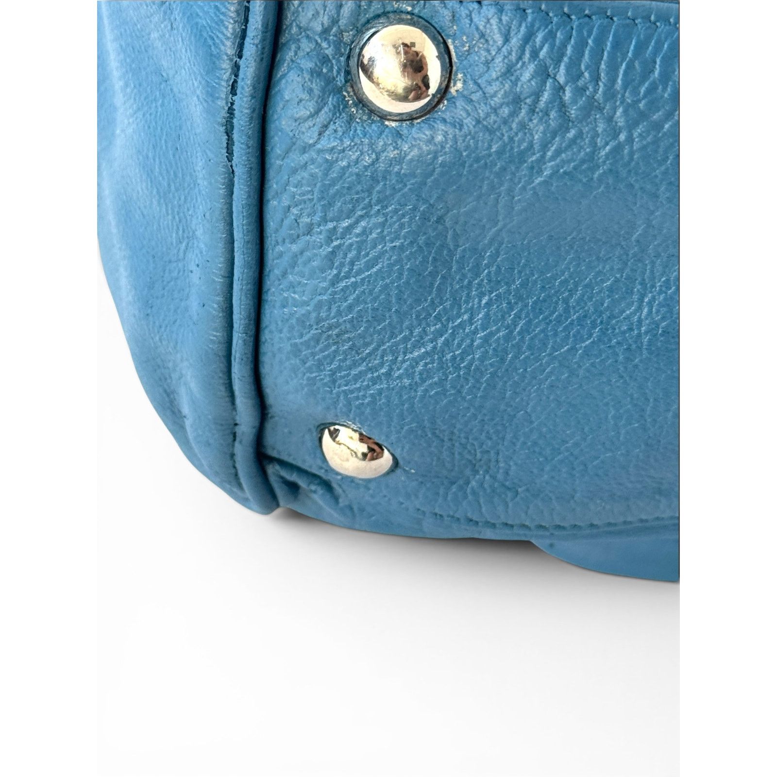 Prada Prada Bowling Leather Blue Bag Size ONE SIZE - 9 Thumbnail