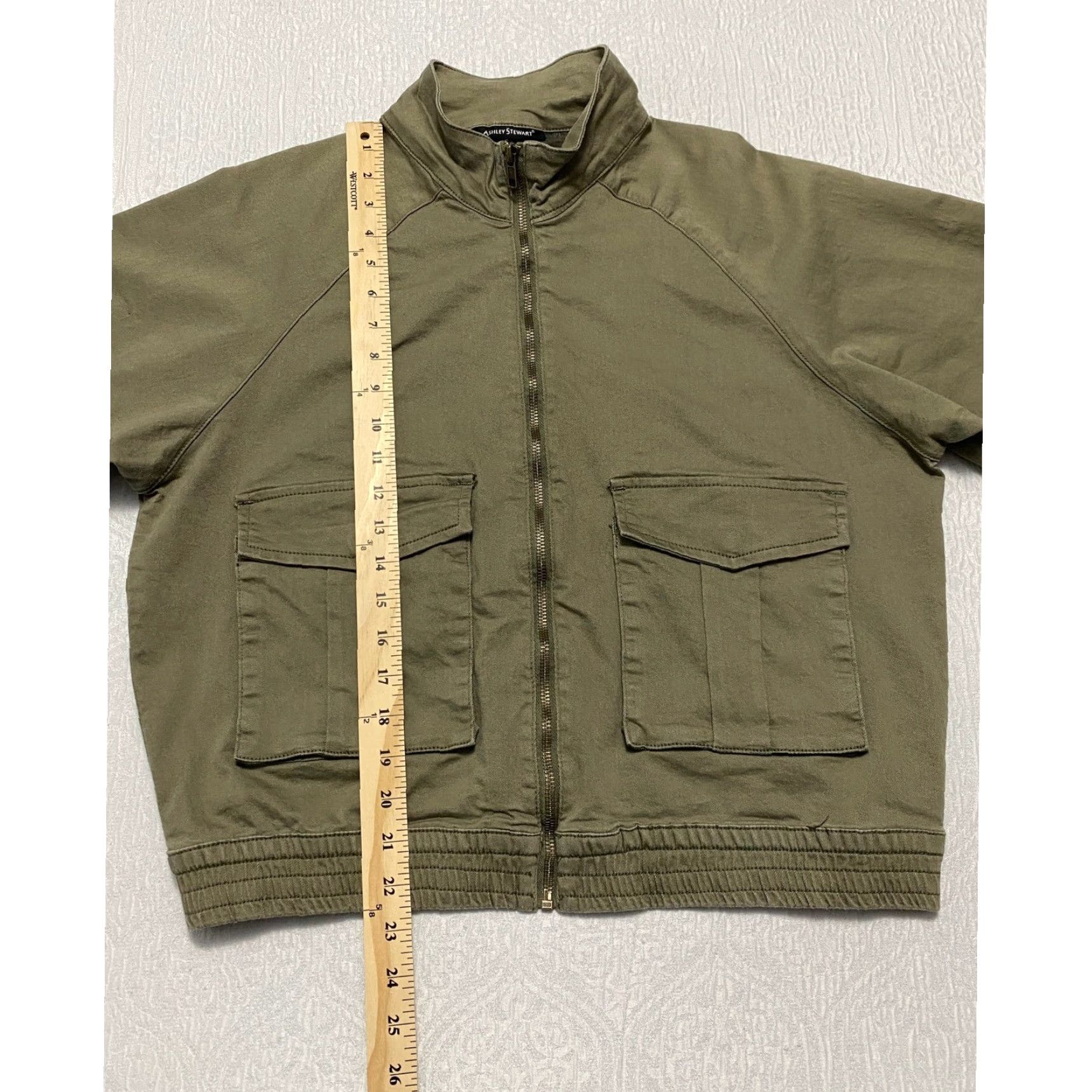 Vintage Ashley Stewart Jacket Women Bomber Olive Green Full Zip Pockets Size 14/16 Canvas Cotton Casual Spring Fall Size XL / US 12-14 / IT 48-50 - 6 Thumbnail