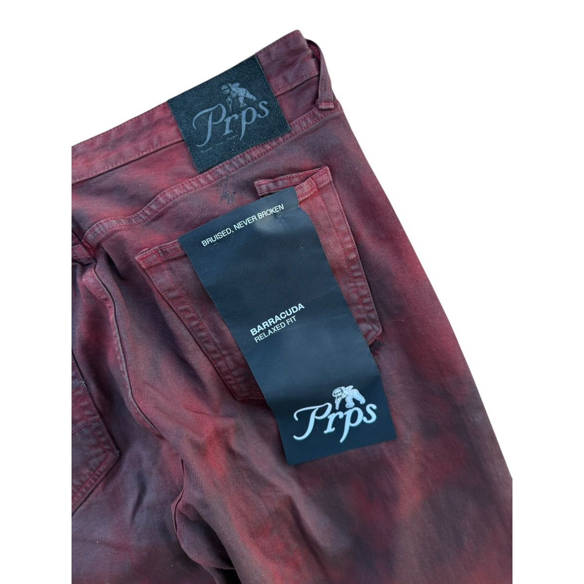 Prps PRPS Barracuda Relaxed Fit Maroon Overdyed Jeans 38 NWT Size US 38 / EU 54 - 13 Thumbnail