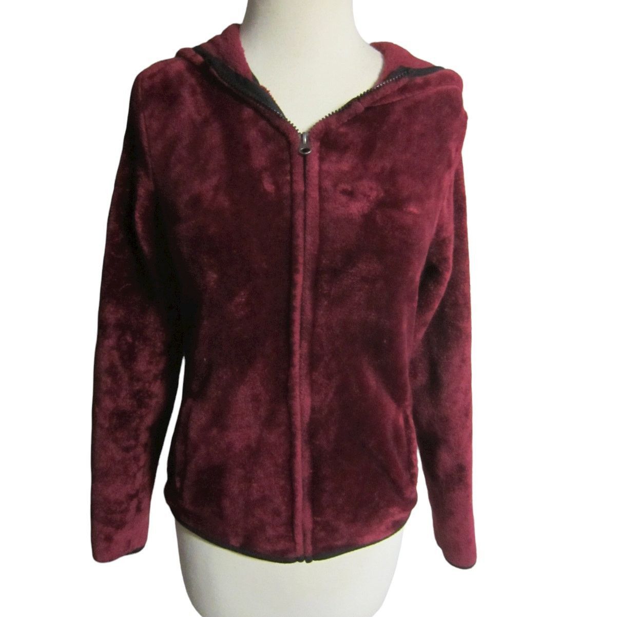 Other Y2K Plush Faux Fur Zip Up Hoodie No Boundaries Burgundy S Size S / US 4 / IT 40 - 2 Thumbnail