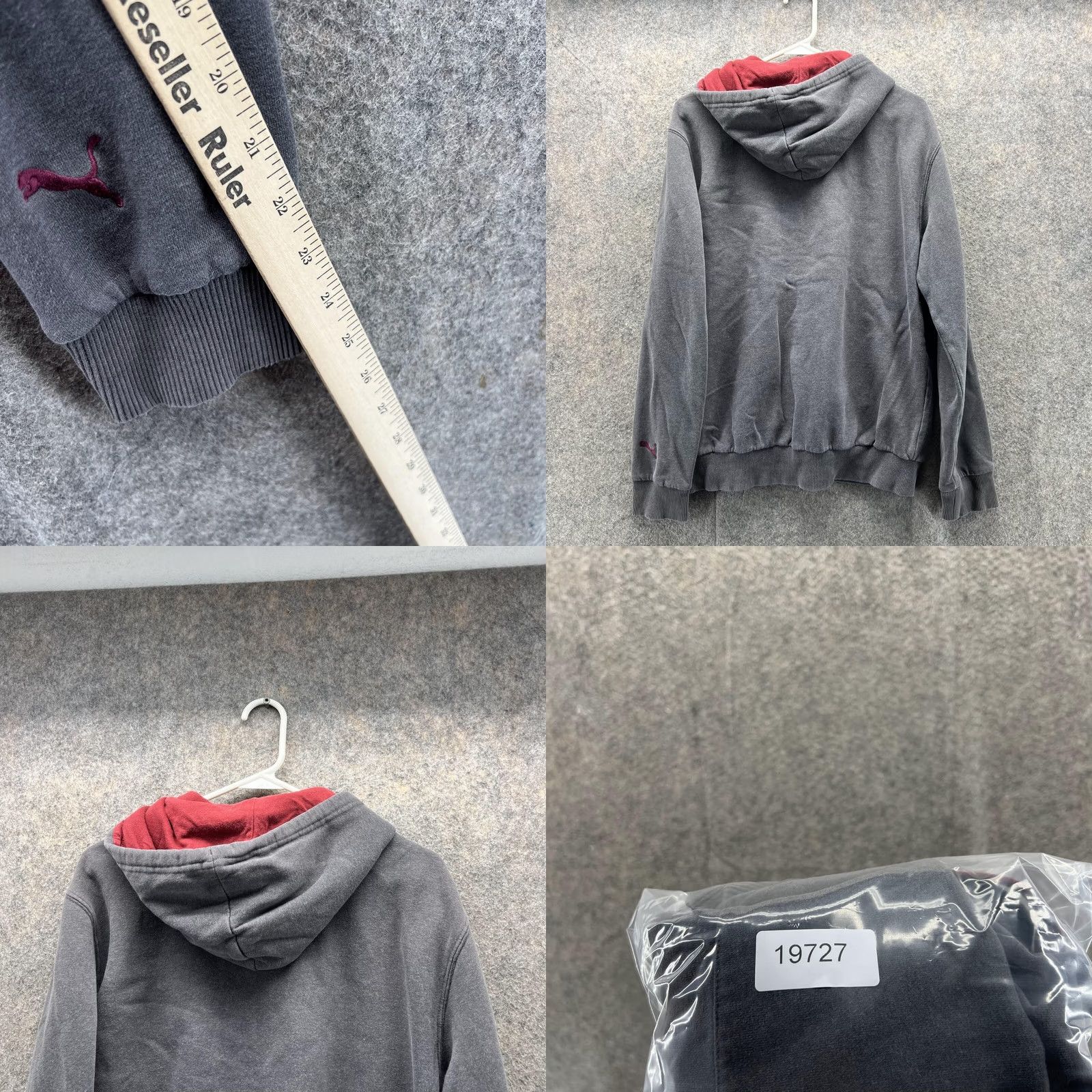 Puma Puma Sweater Men Medium Gray Hooded Pullover Sweatshirt Jacket Logo, Regular Fit, Fleece Cotton, Size M, VINTAGE? No Size US M / EU 48-50 / 2 - 8 Thumbnail