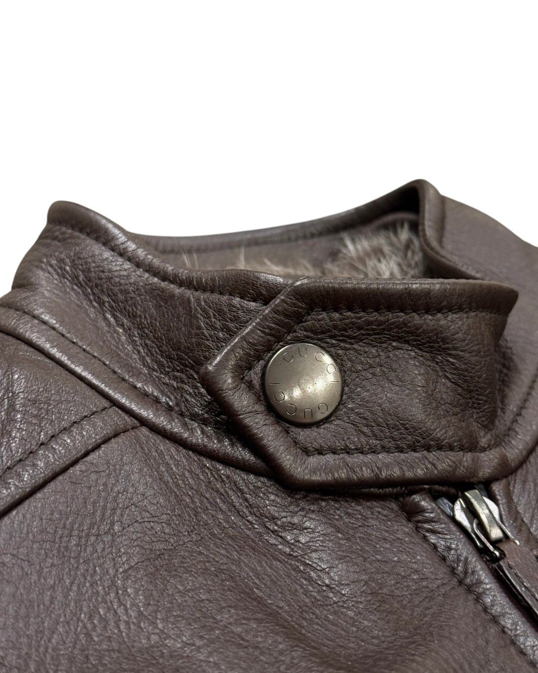 Gucci TOM FORD ERA REX RABBIT LINED LEATHER BIKER BOMBER JACKET Size US L / EU 52-54 / 3 - 8 Thumbnail