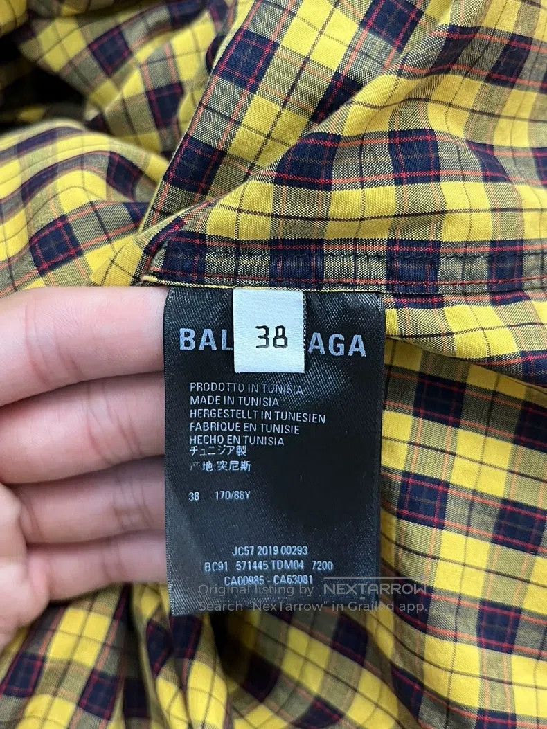 Balenciaga Balenciaga Yellow Plaid Short Sleeve Shirt Size XS / US 0-2 / IT 36-38 - 4 Thumbnail