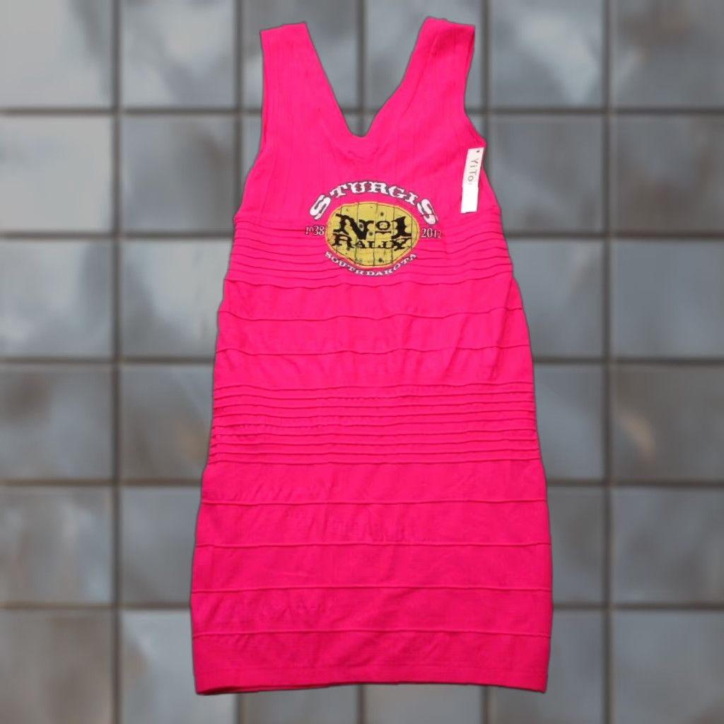 Vintage VINTAGE Sturgis 2012 Womens Body Dress Stretch Lightweight NWT One Size Hot Pink Size ONE SIZE - 1 Thumbnail