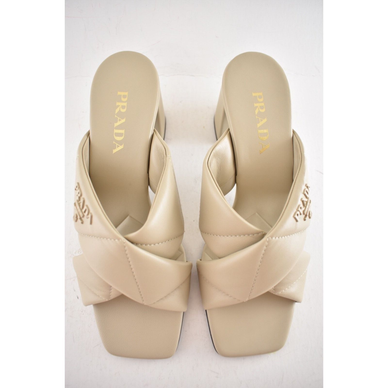 Prada Prada Deserto 65mm Quilted Criss Cross Logo Slide Sandal Size US 10.5 / IT 40.5 - 12 Thumbnail