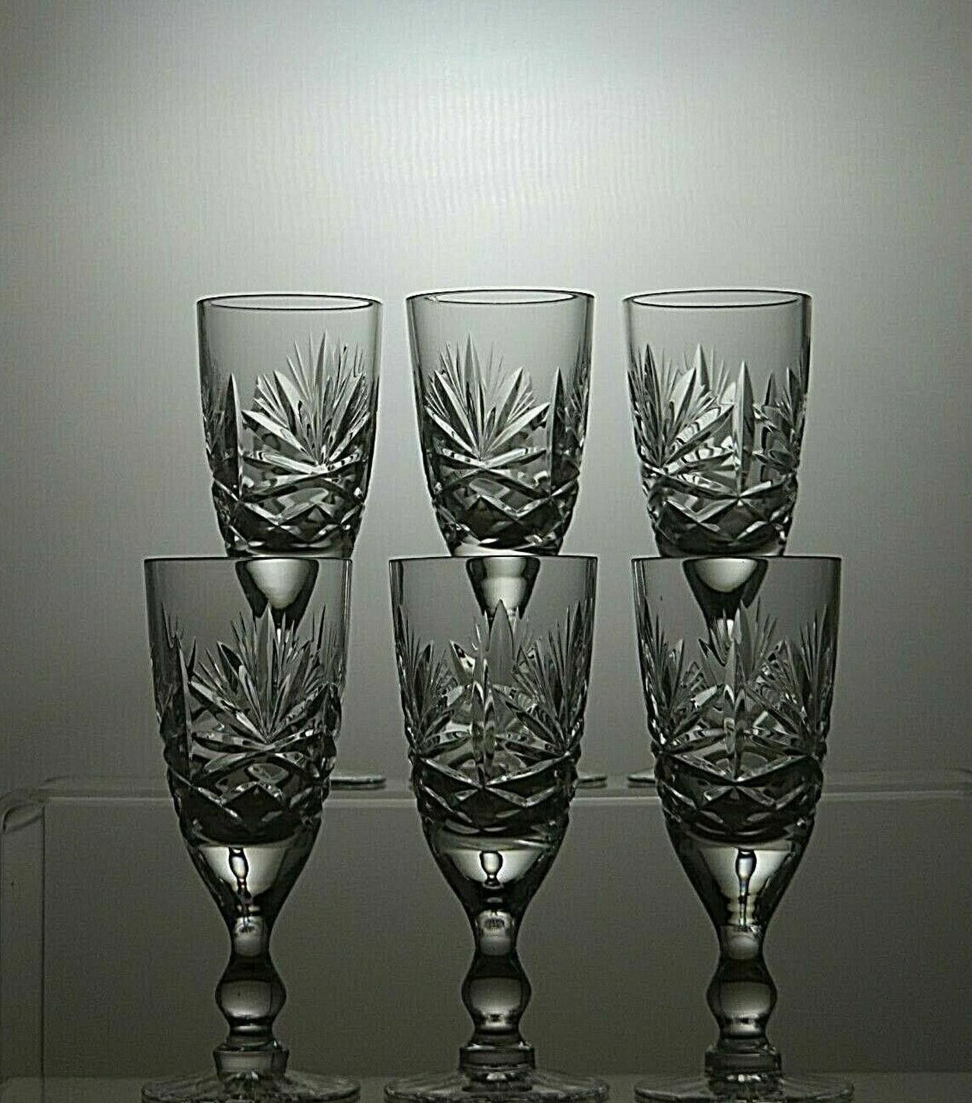 The Unbranded Brand Vintage Lead Crystal Cut Glass Set Of 6 Liqueur Glasses Size ONE SIZE - 2 Thumbnail